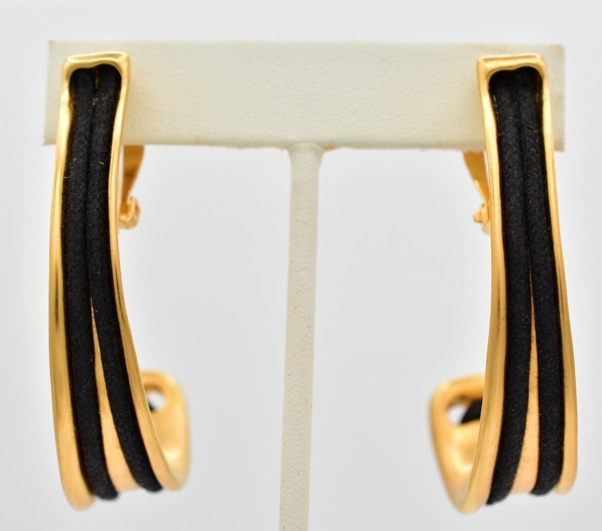 Anne Klein Gold and Black Enamel Earrings