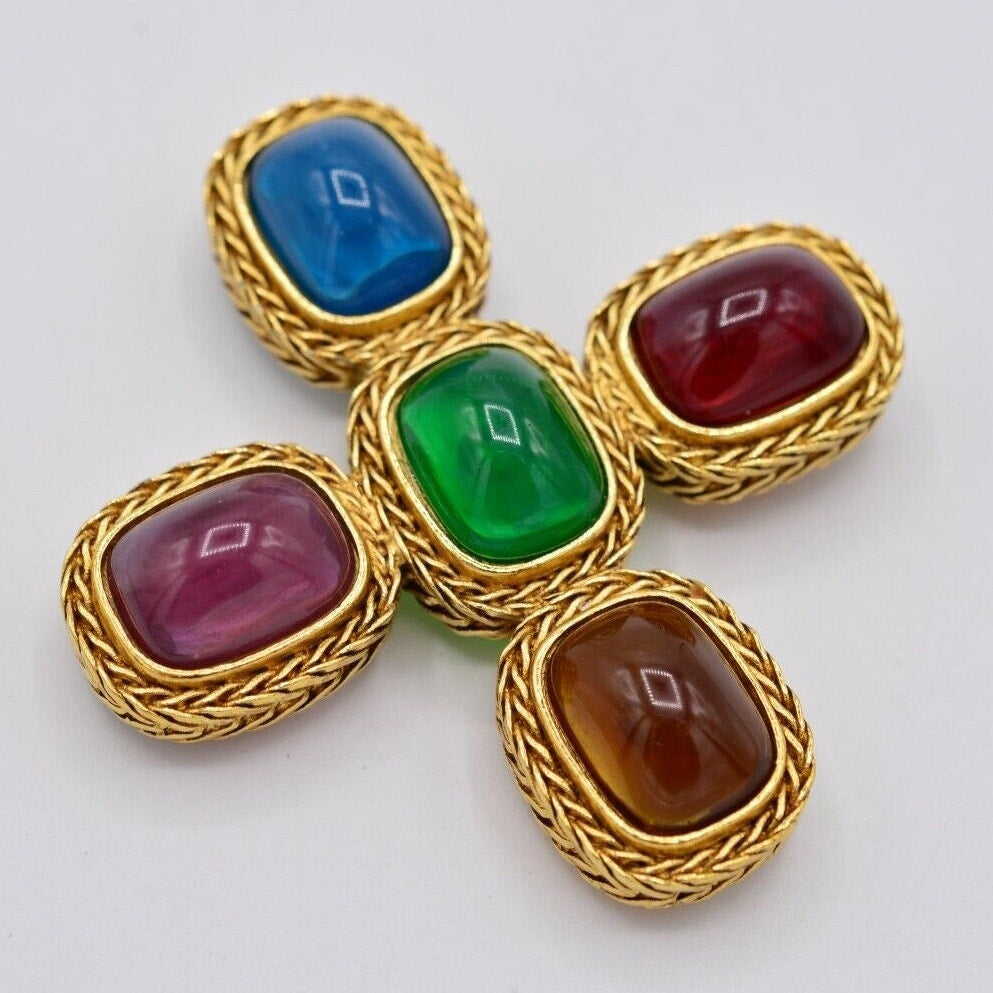 Givenchy Gripoix Cross Brooch