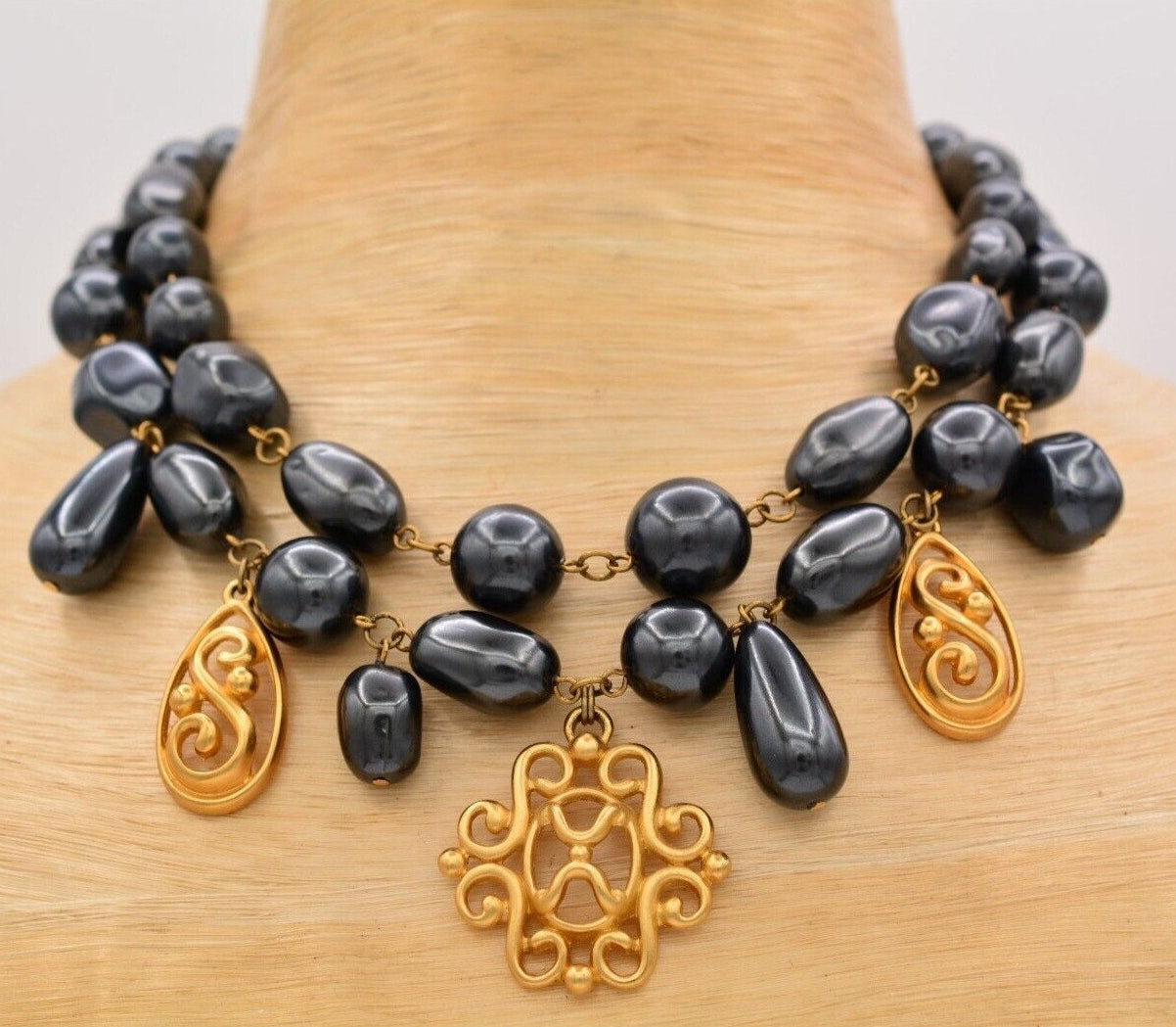 Monet Chunky Black Pearl Necklace