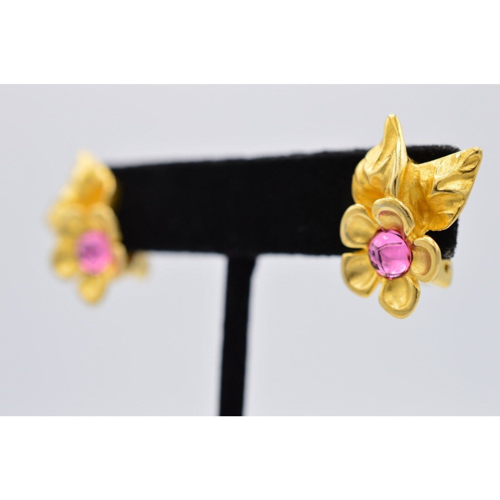 Givenchy Pink Cabochon Flower Earrings