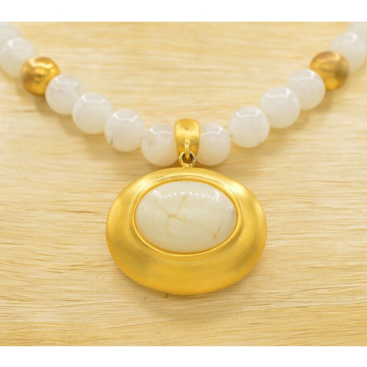 Givenchy White & Gold Beaded Necklace