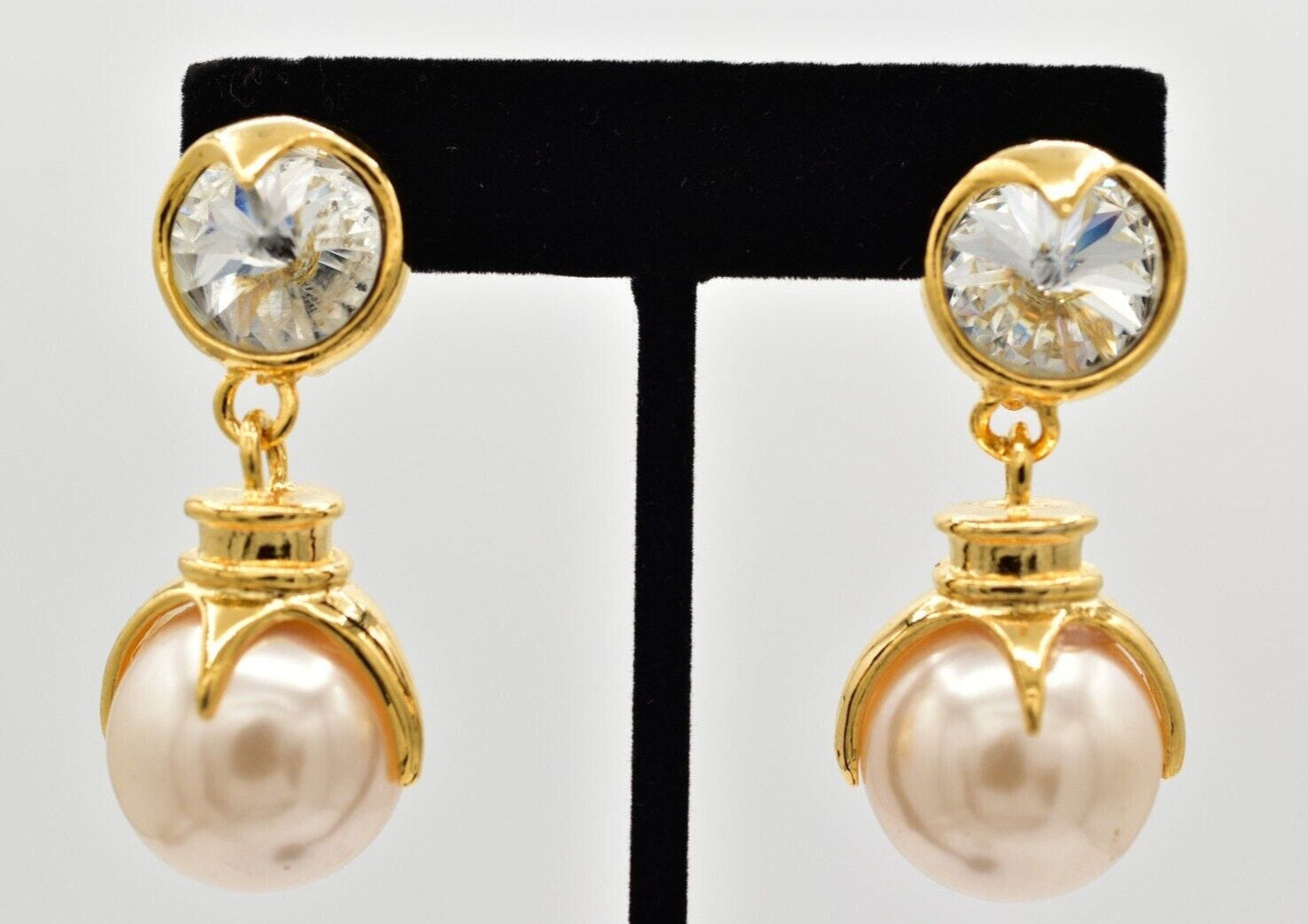 Vintage Crystal & Pearl Drop Earrings