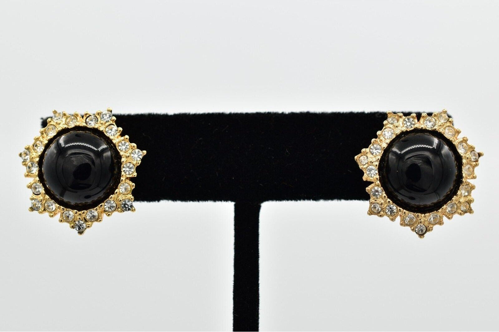 Christian Dior Black Cabochon Earrings