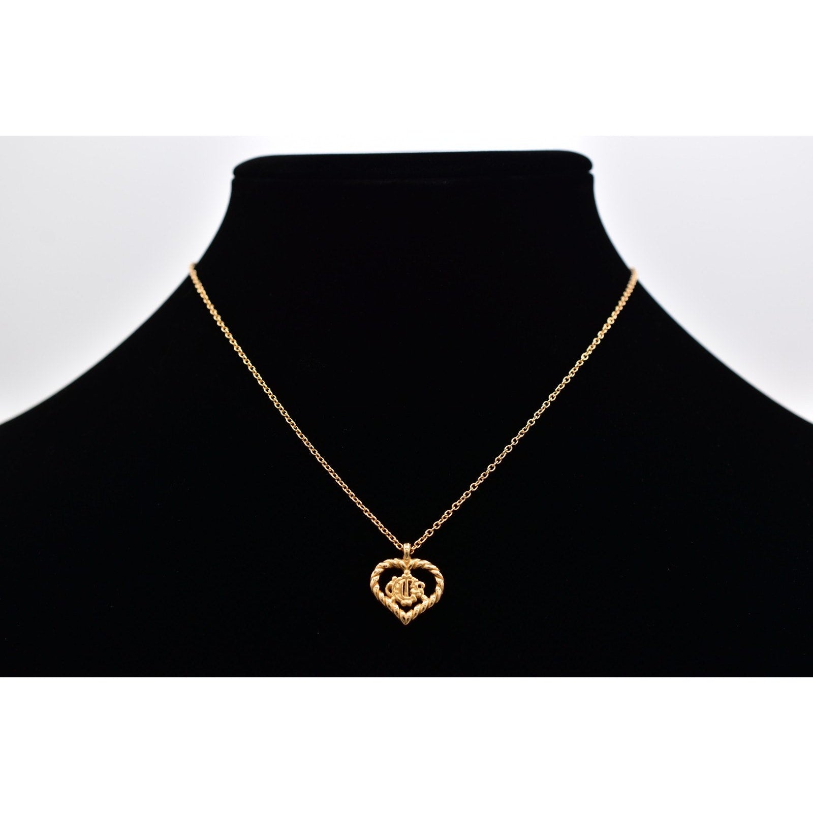 Christian Dior Vintage HeartMonogram Logo Pendant