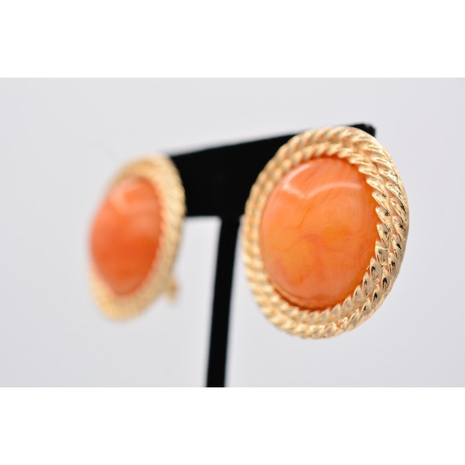 Duplaise Orange Cabochon Earrings