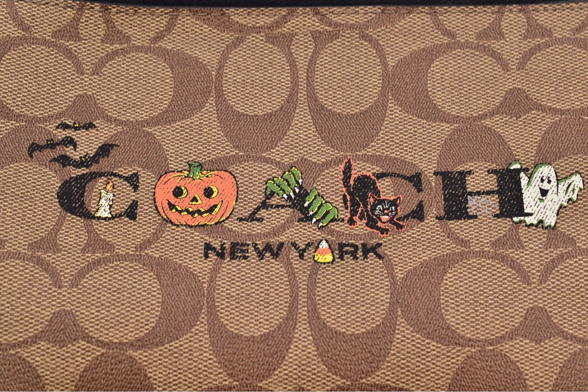 Coach Halloween Wristlet Bag Cards ID XL Phone Case Witch Bats Cat Pumpkin 2022
