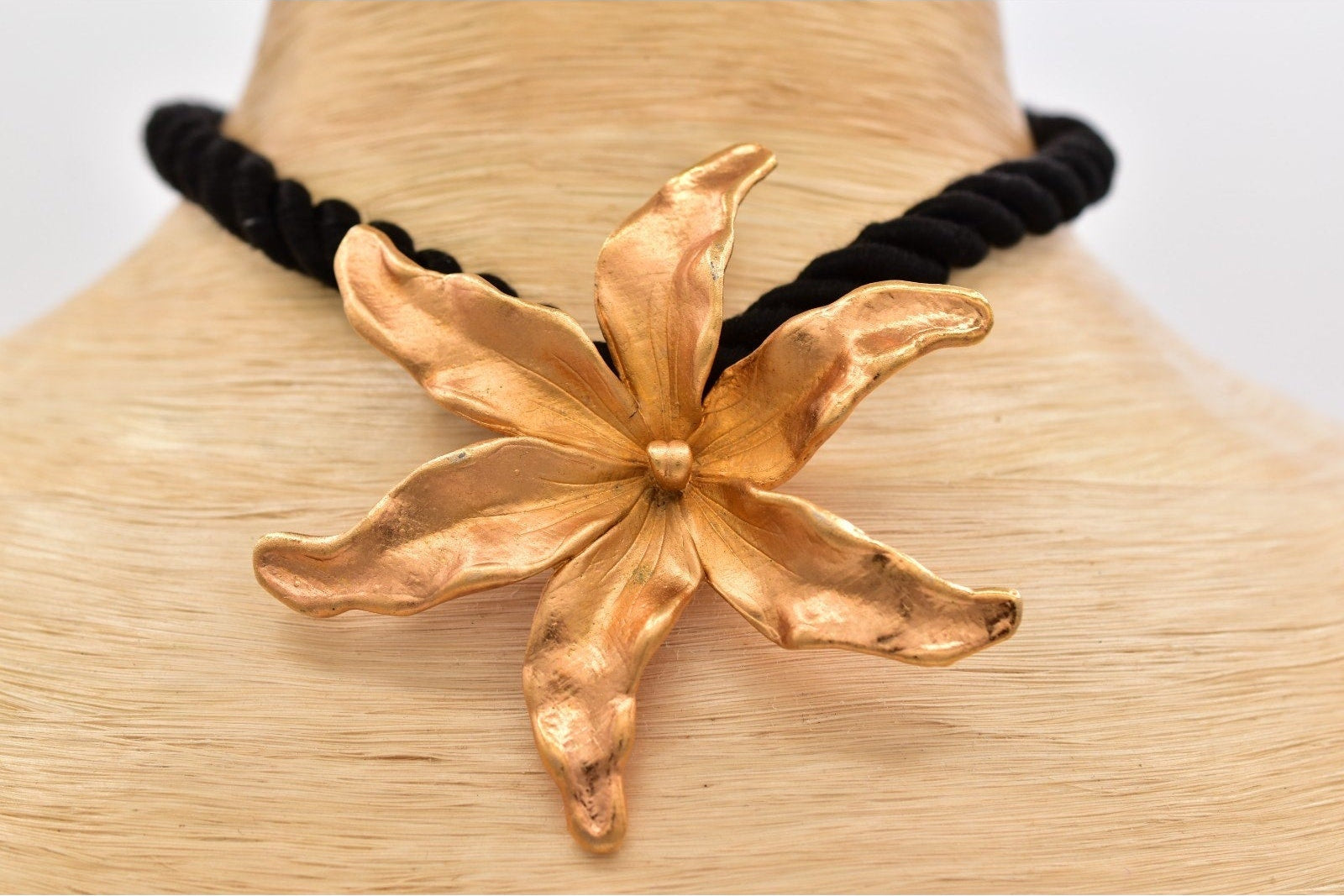 Kenneth Lane Brushed Gold Flower Necklace