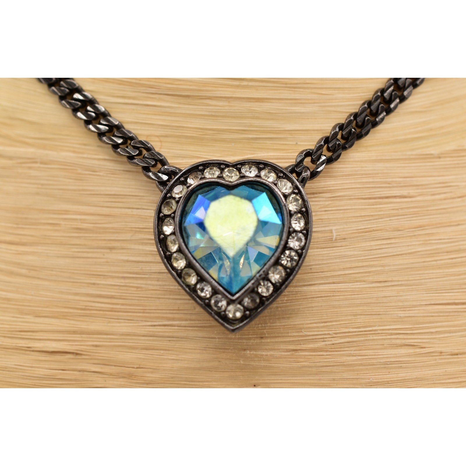 YSL Vintage Crystal Heart Choker Collar