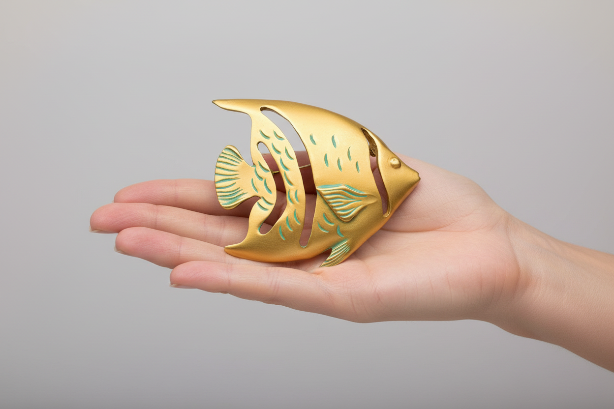 Givenchy Gold Angelfish Statement Brooch