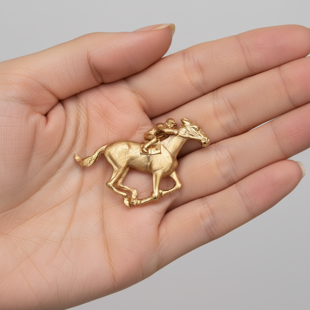 Napier Vintage Gold Horse Racing Jockey Brooch Equestrian Figural Pin