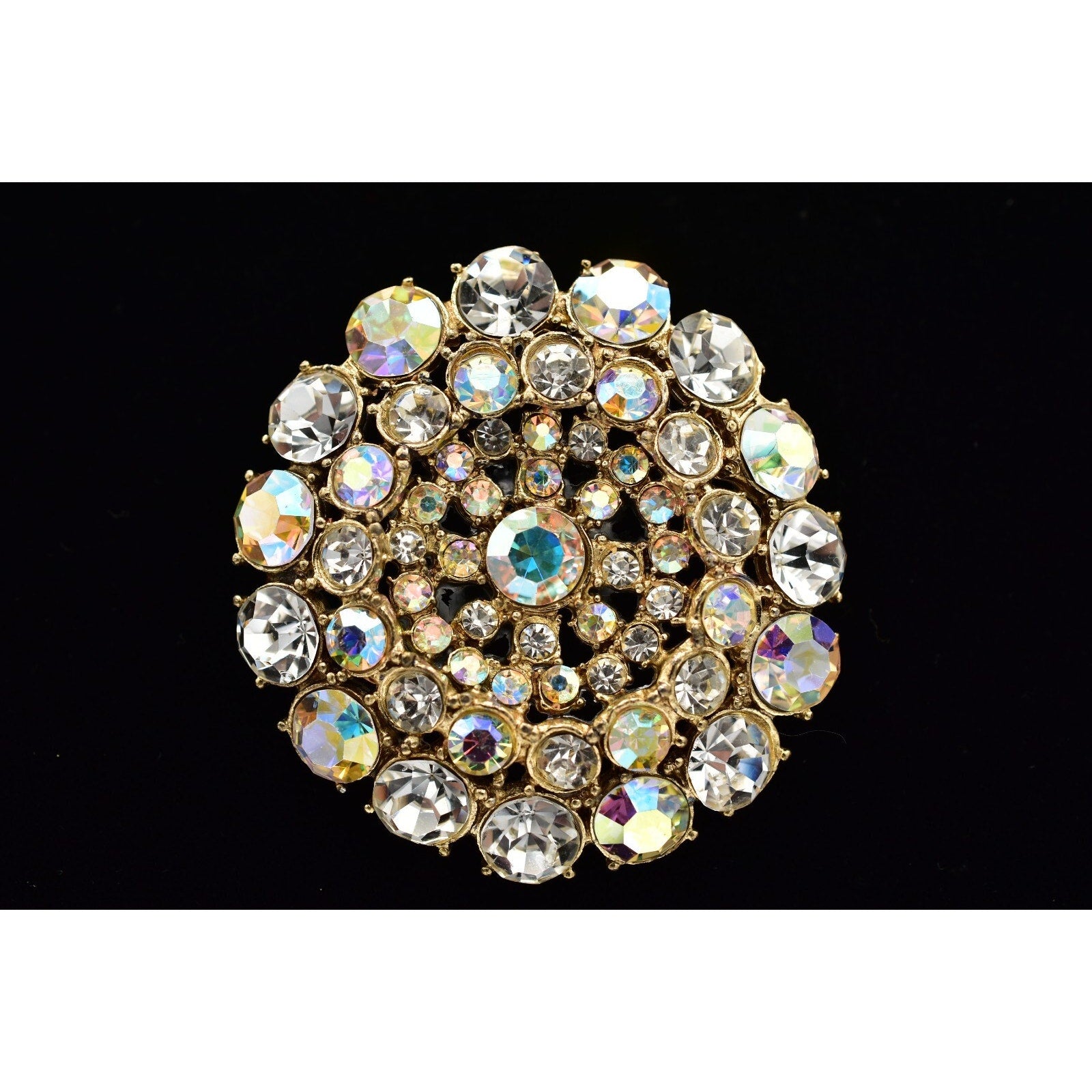 Vintage AB Crystal Rhinestone Brooch Pin