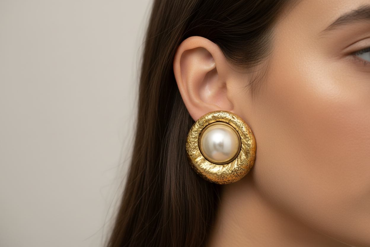 Vintage 1980s Huge Chunky Pearl Earrings