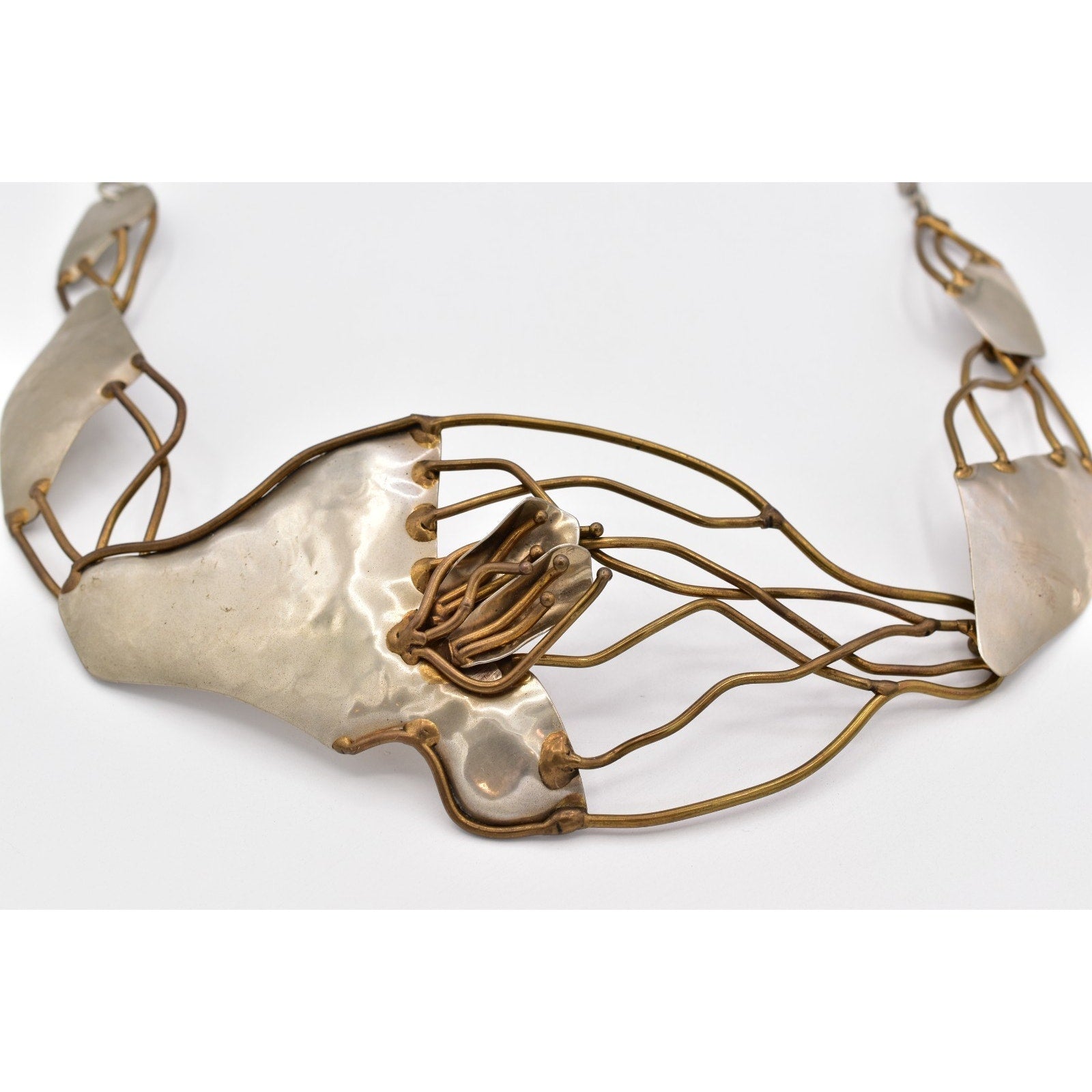 Joseph Boris Brutalist Mixed-Metal Flower Chain Belt