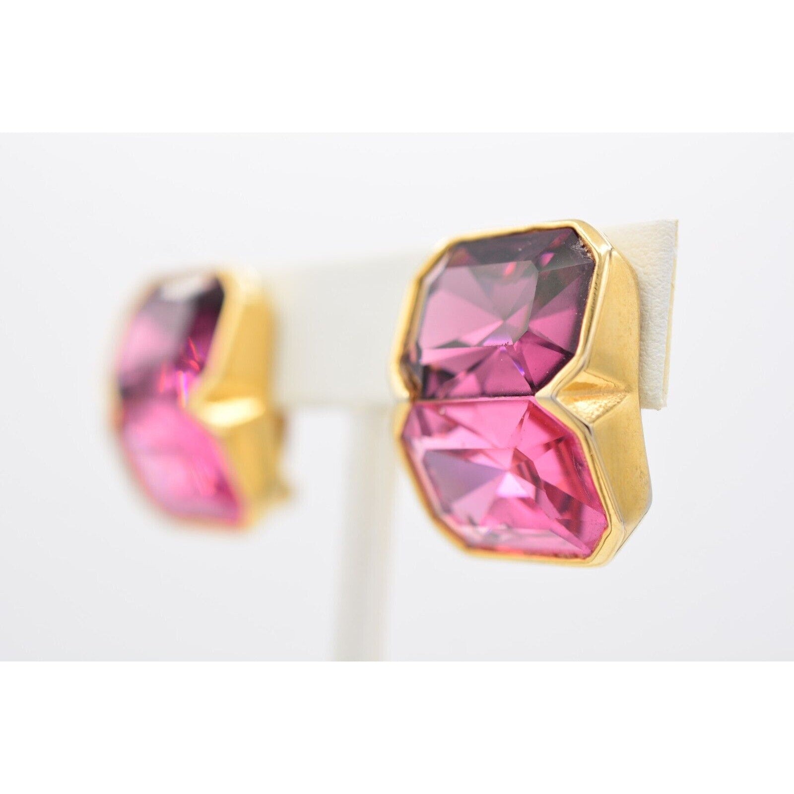Vintage Purple Pink Crystal Earrings.
