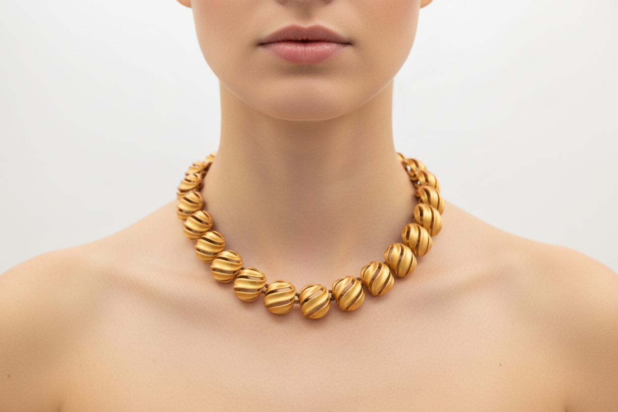 Anne Klein Vintage Brushed Gold Chunky Collar Necklace