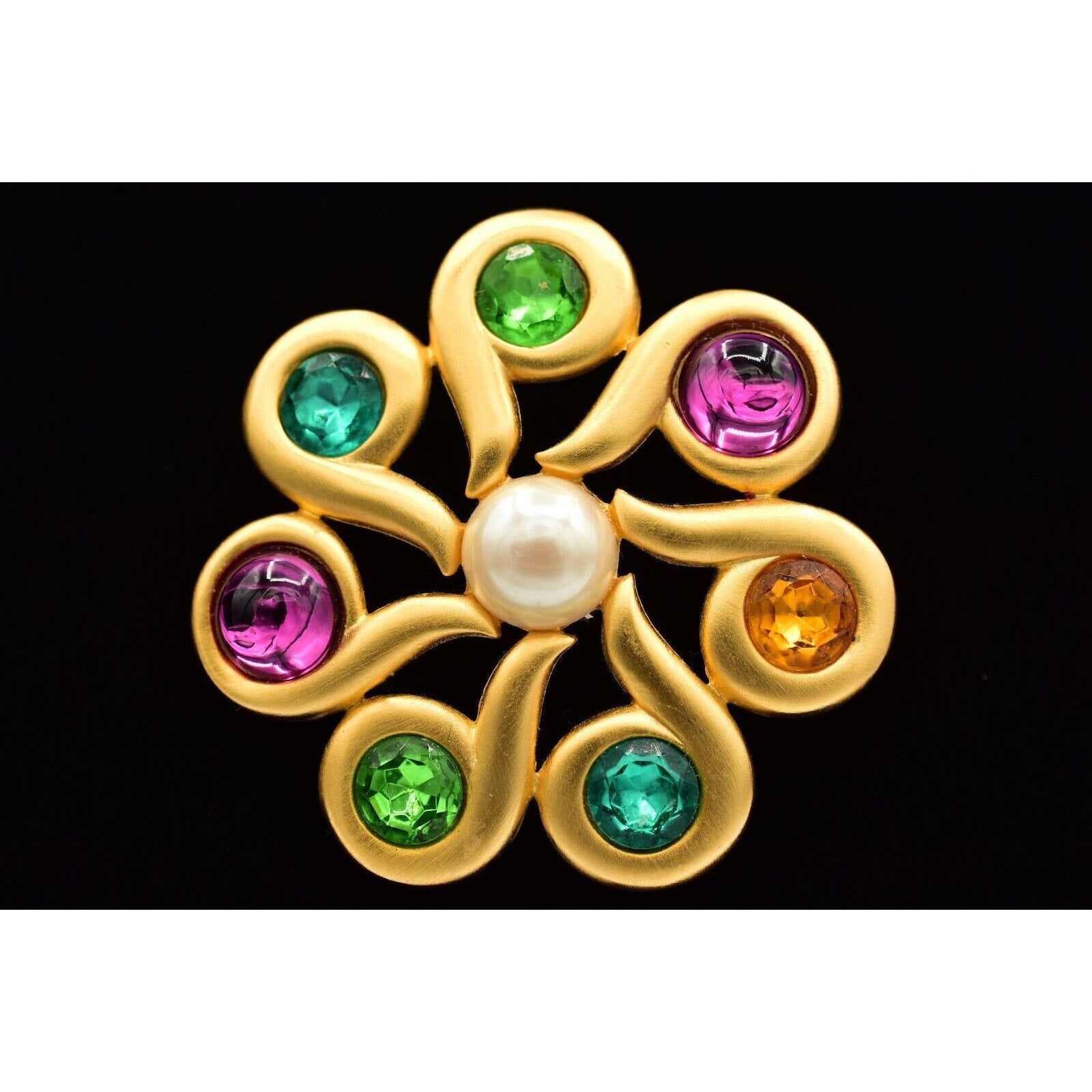 Givenchy Bright Cabochon Flower Brooch