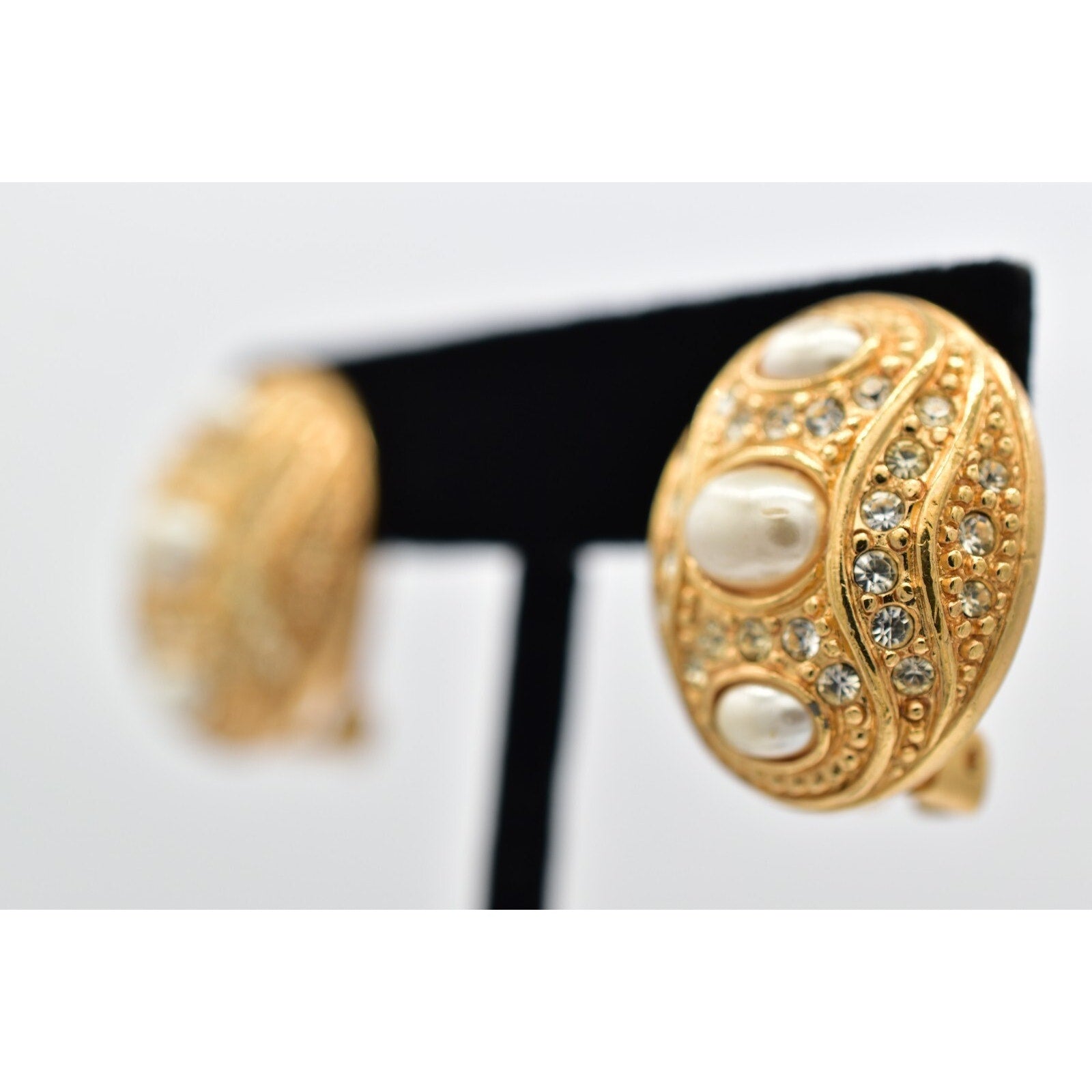 Christian Dior Vintage Crystal And Pearl Earrings