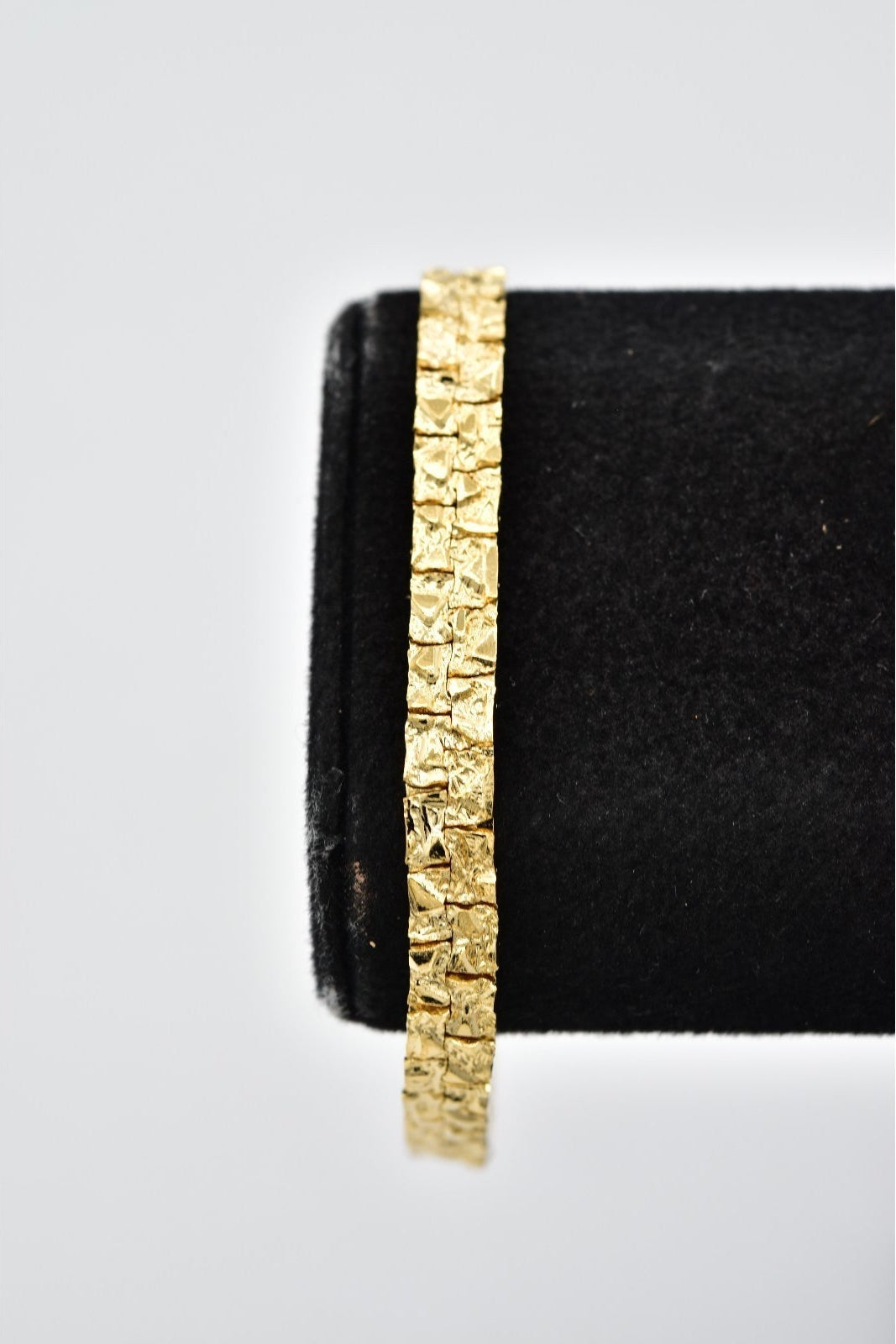 Vintage Textured Gold Double Row Link Bracelet Chain