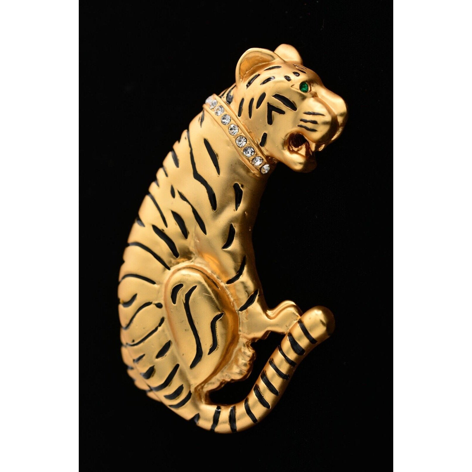 Large Matte Gold Tiger Brooch