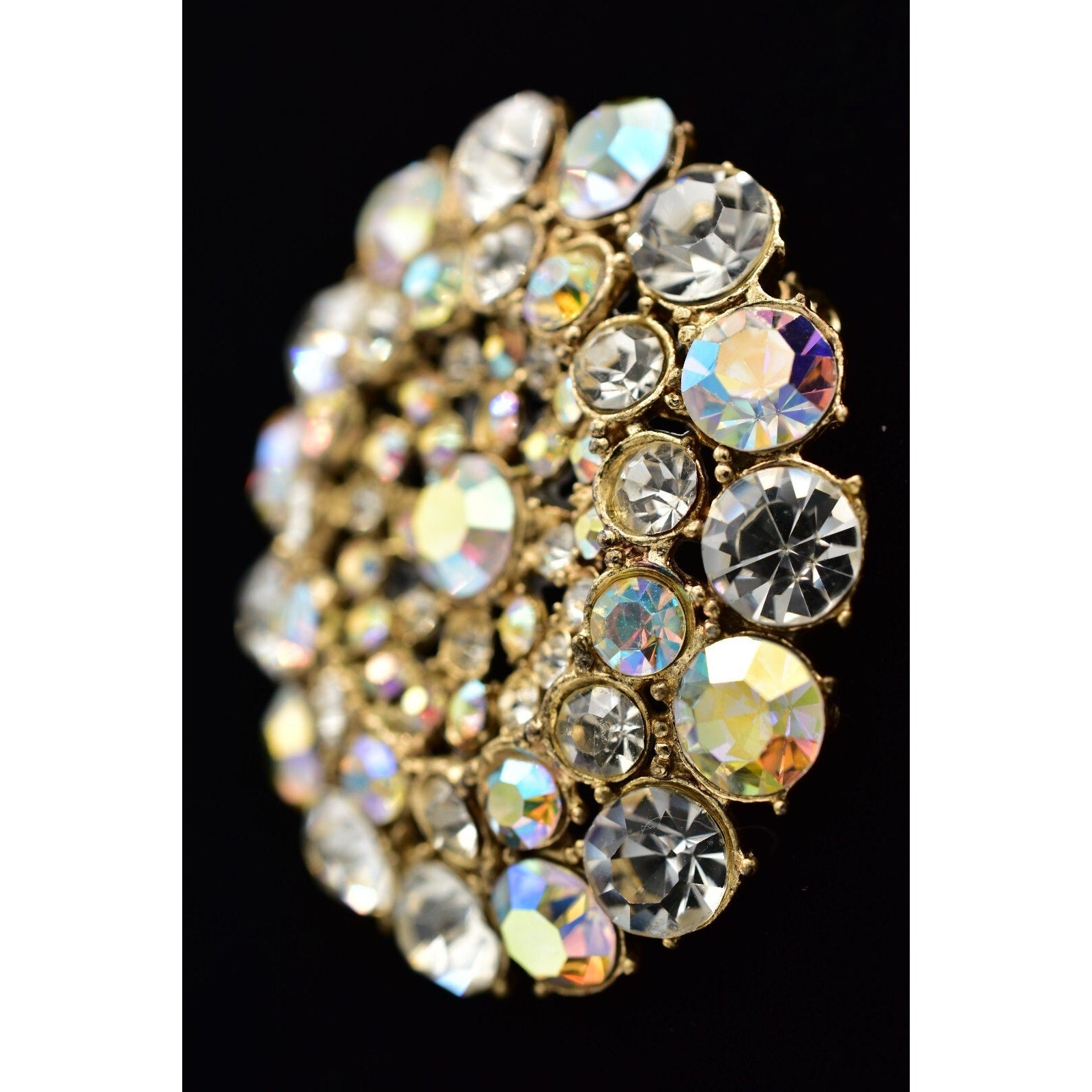 Vintage AB Crystal Rhinestone Brooch Pin