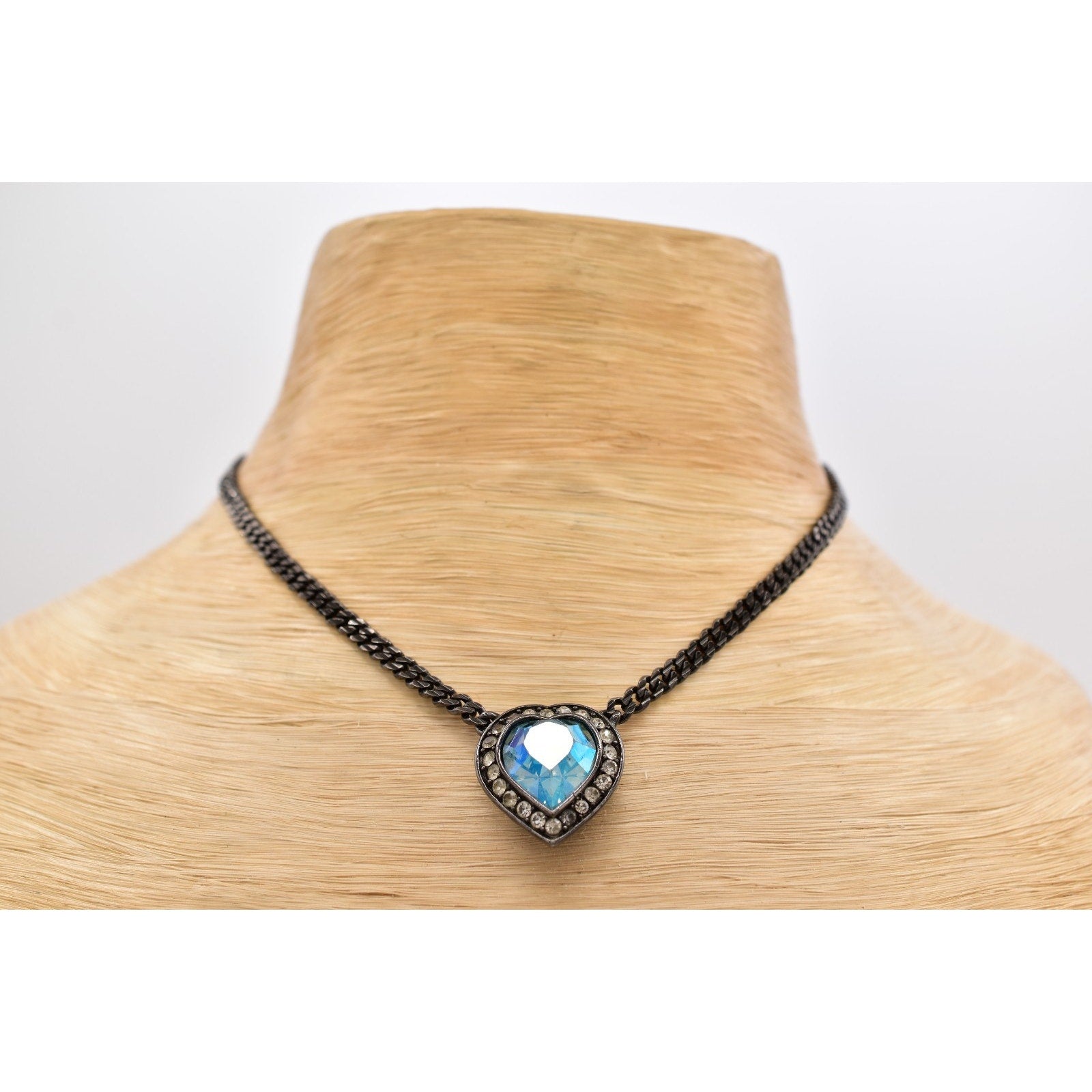 YSL Vintage Crystal Heart Choker Collar