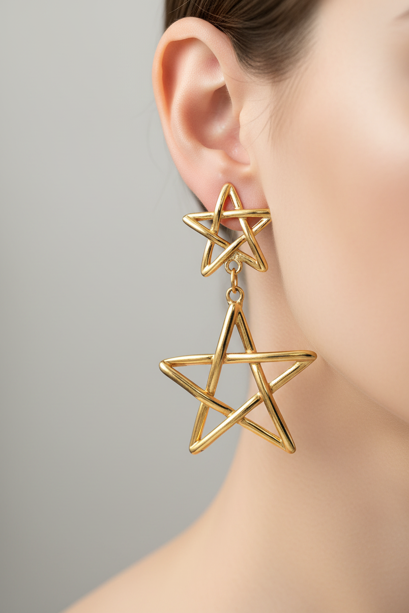 Vintage Gold Star Dangle Earrings
