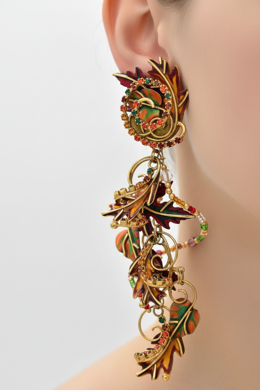 Lunch at The Ritz Autumn Foliage Earrings