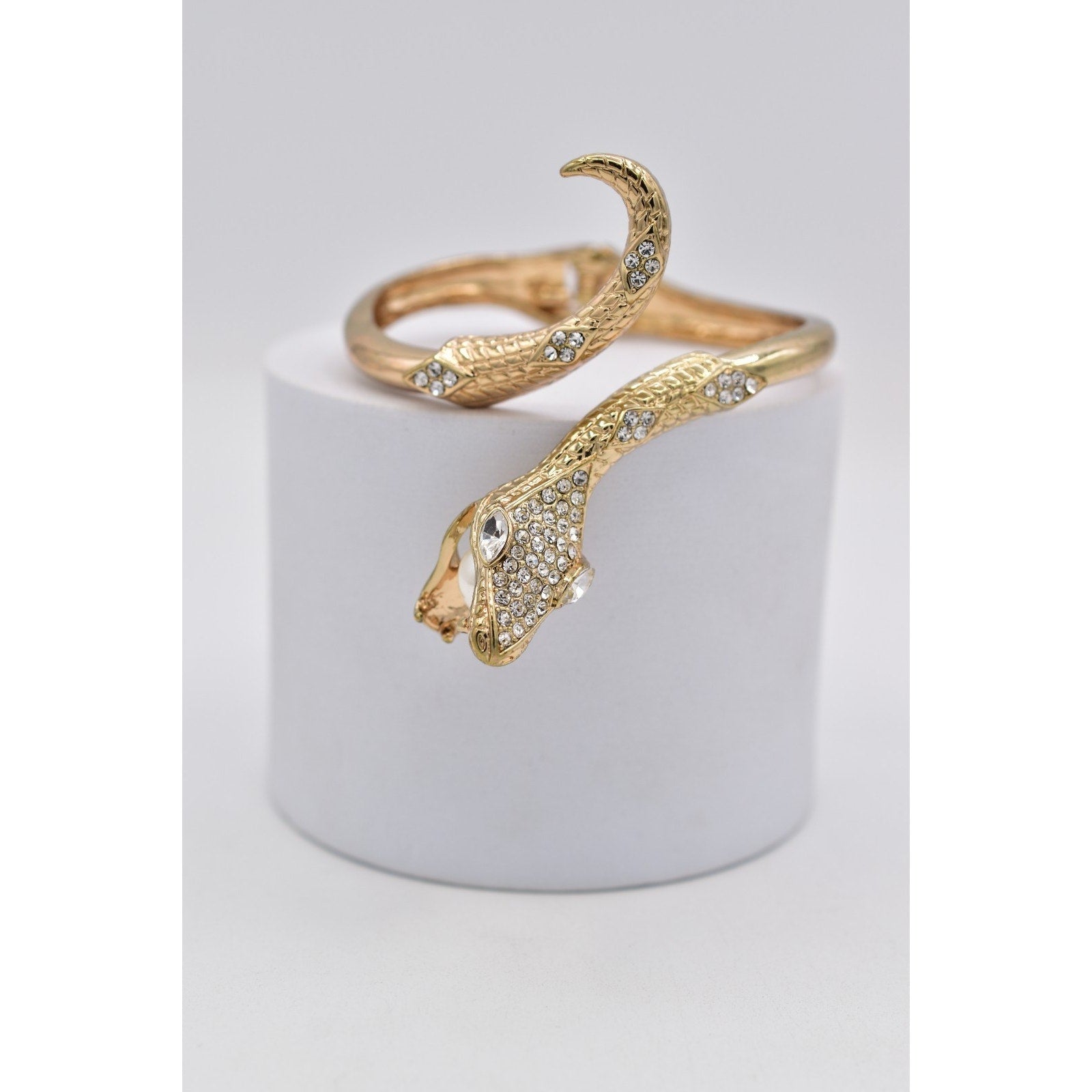 Snake Hinged Crystal Bangle Bracelet