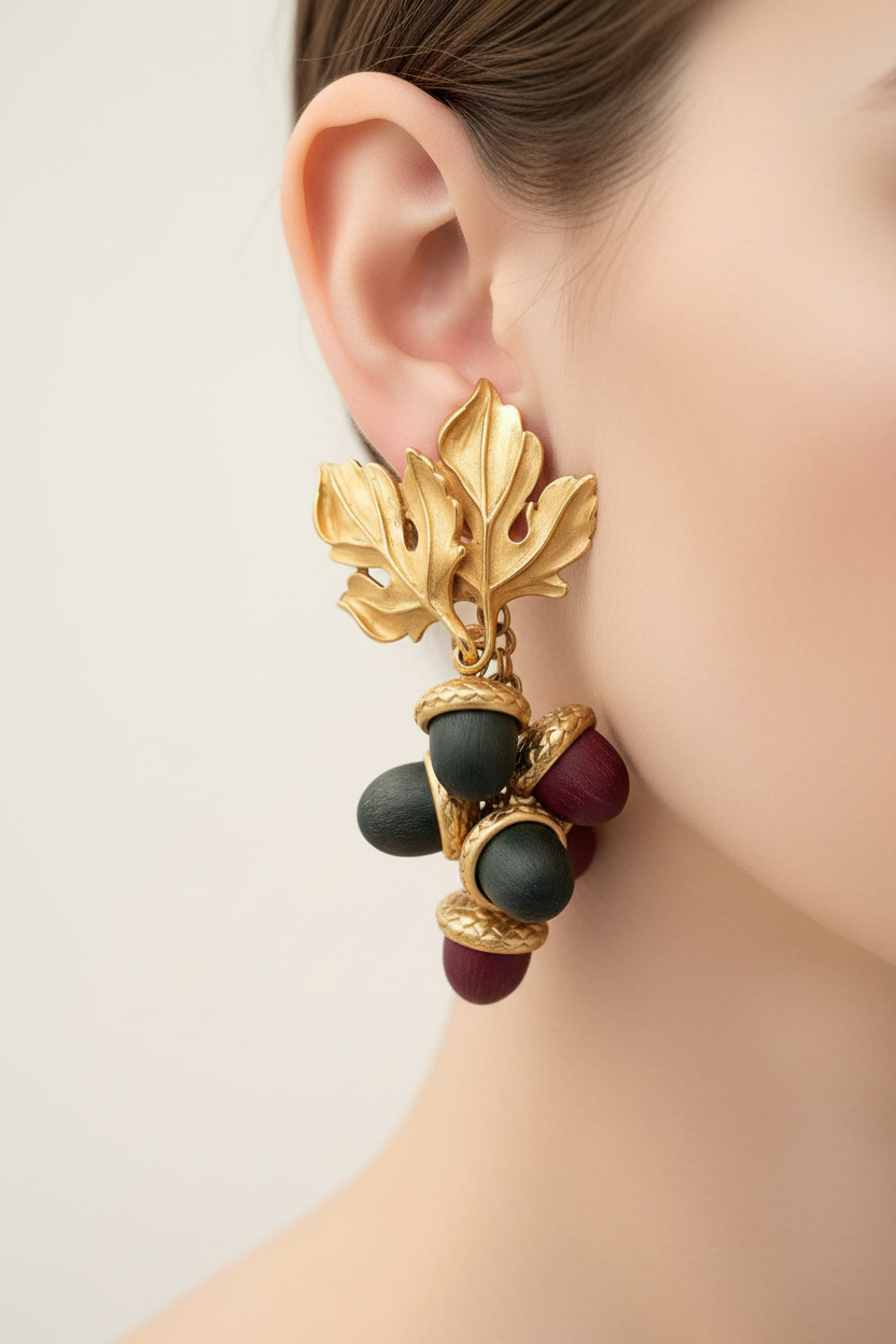 DKNY Leafy Acorn Earrings