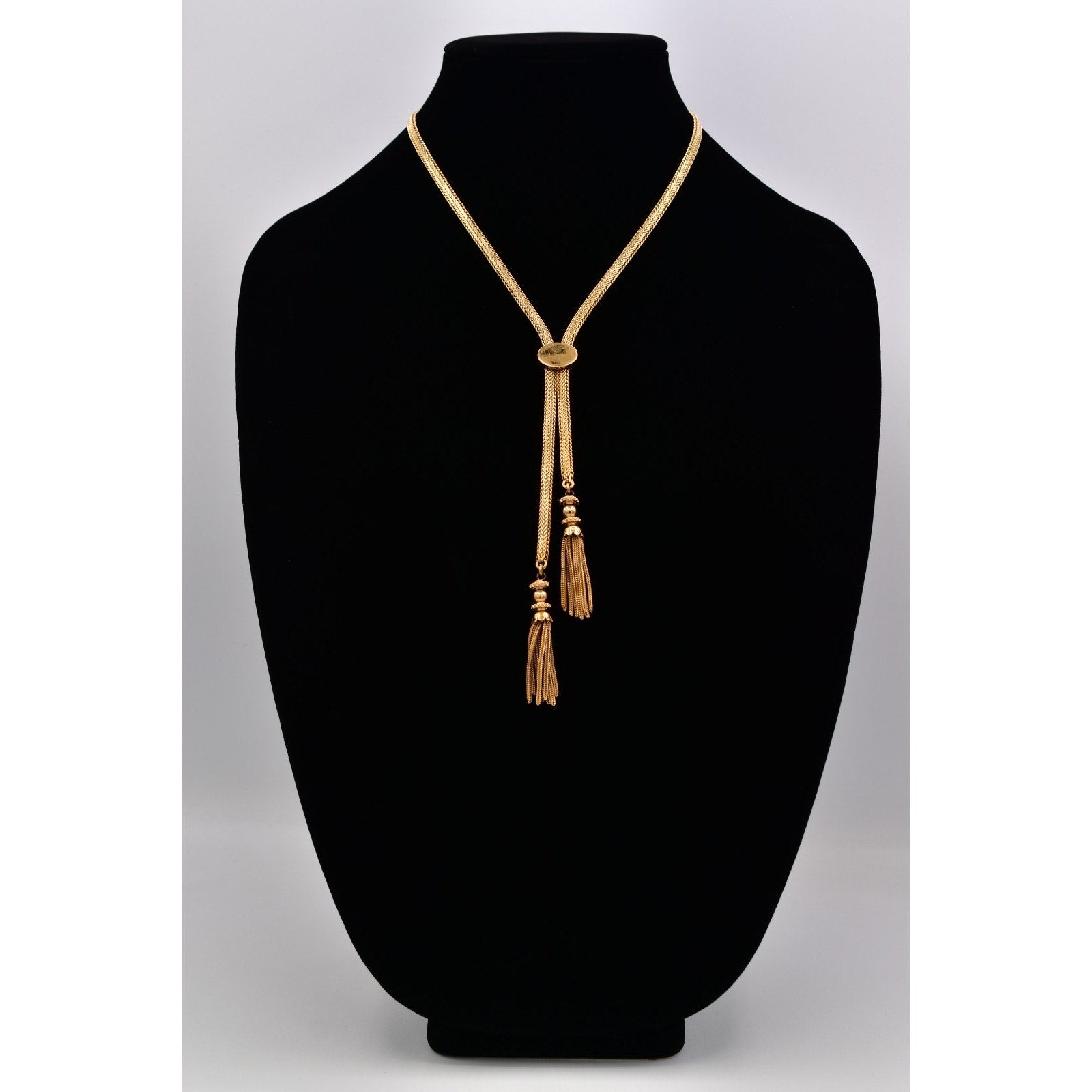 Monet Gold Lariat Tassel Drop Necklace