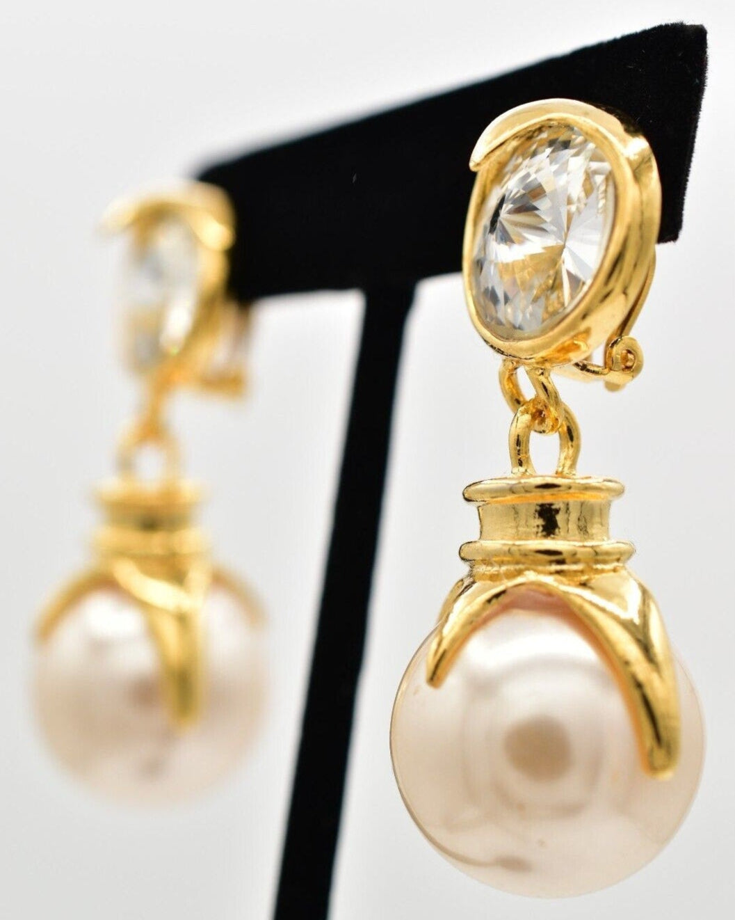 Vintage Crystal & Pearl Drop Earrings