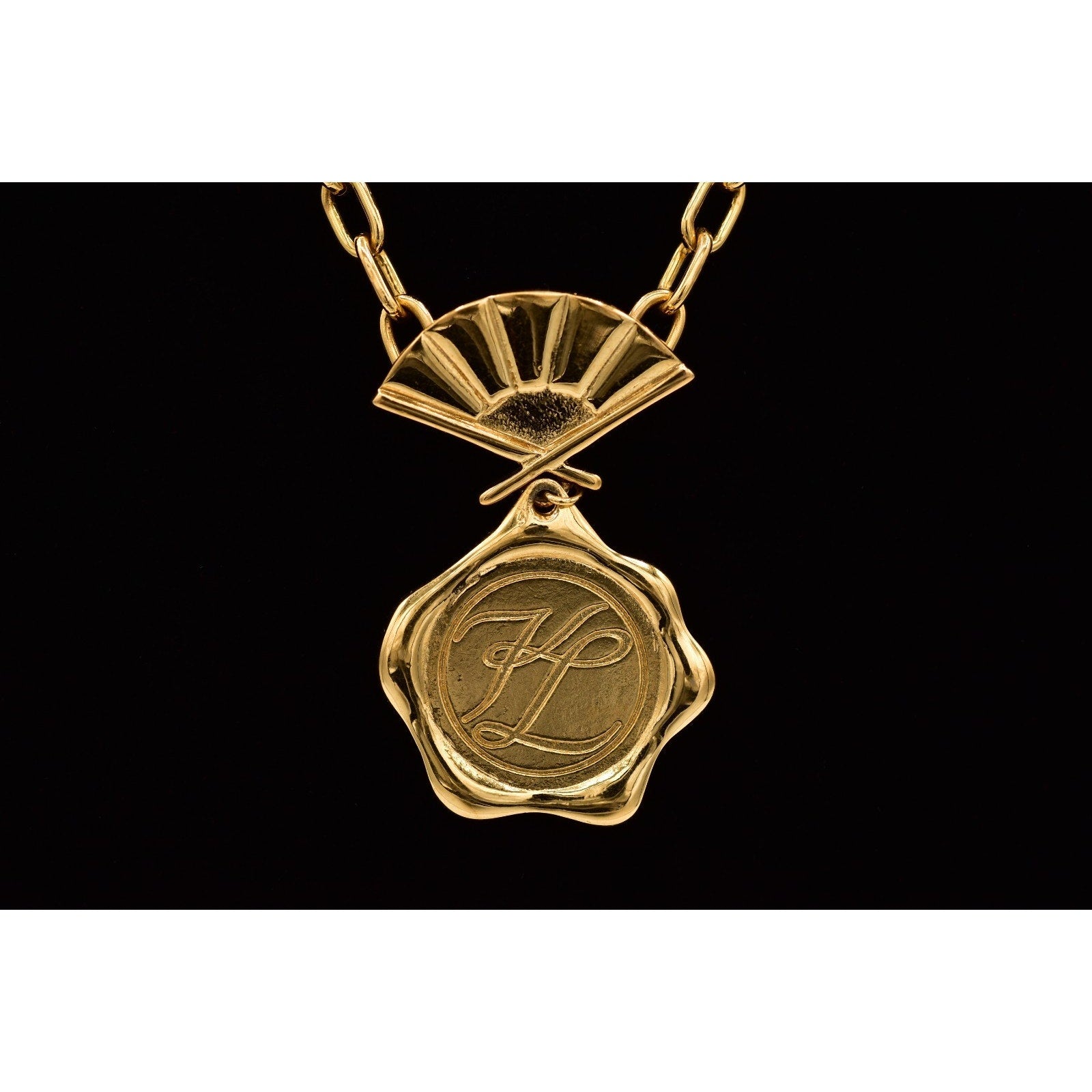 Karl Lagerfeld Logo Reversible Coin Wax Seal Fan Necklace