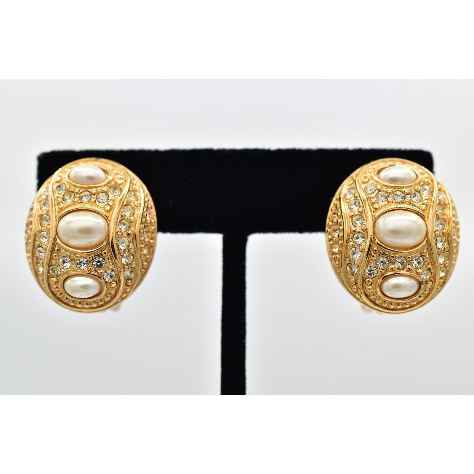 Christian Dior Vintage Crystal And Pearl Earrings