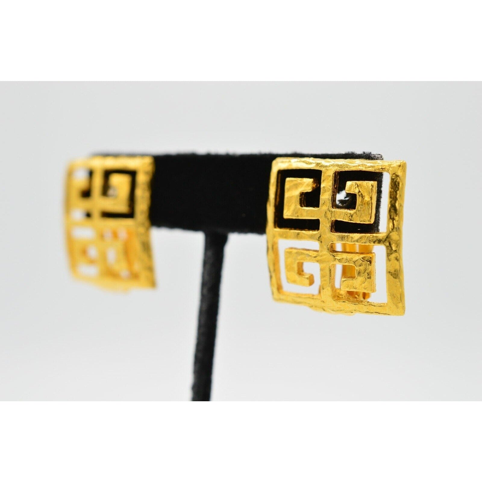 Givenchy Parfums Logo Earrings in Brushed Gold