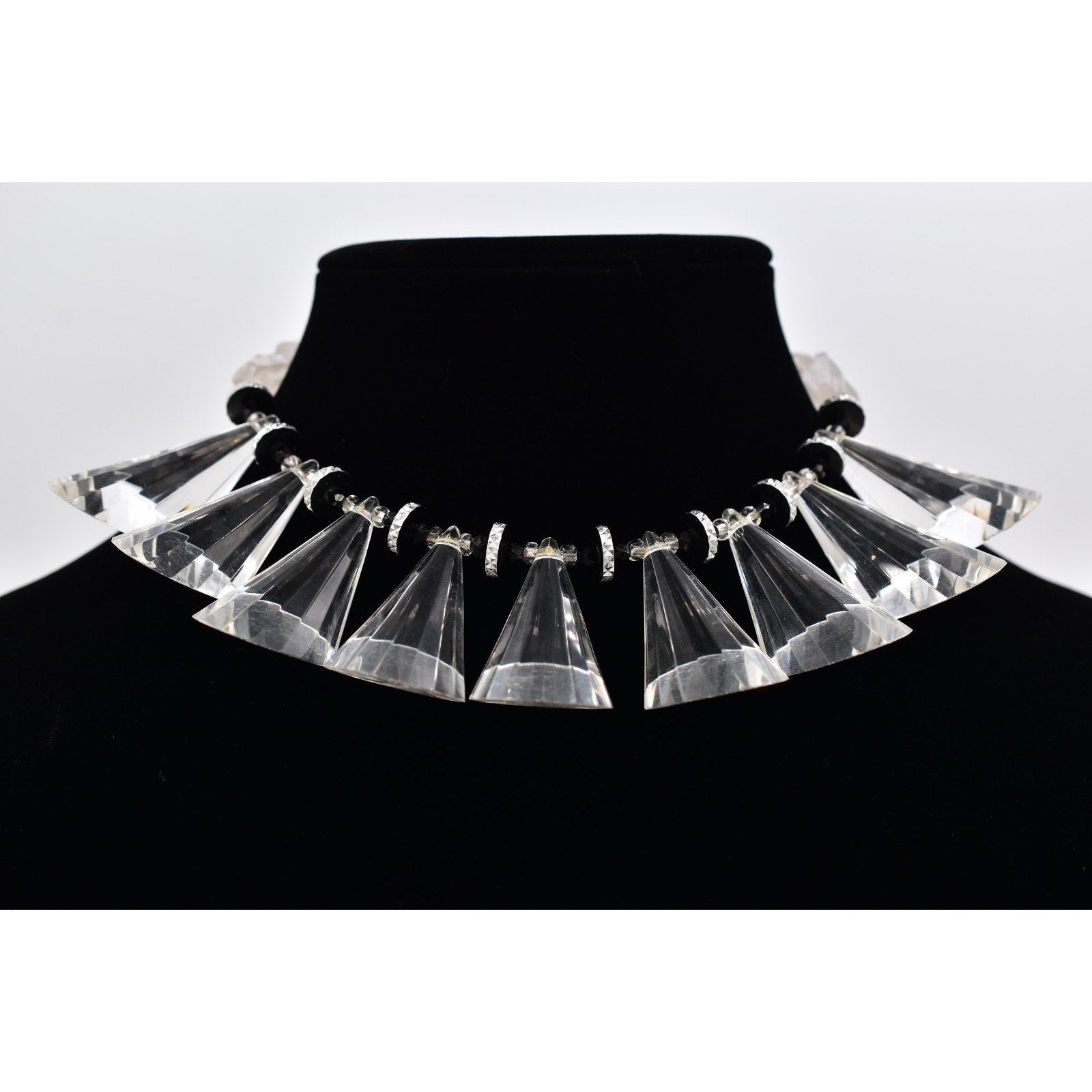 Vintage Clear Lucite Acrylic Statement Necklace