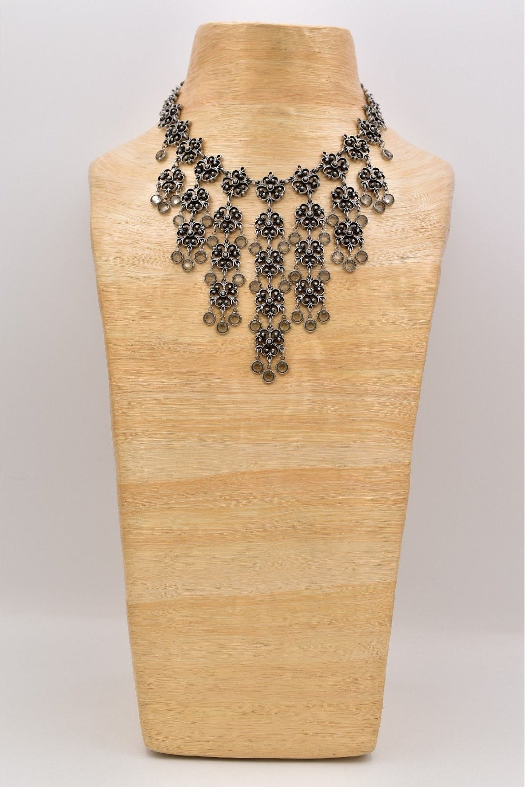 Goldette Festoon Bib Collar Necklace Open Bezel Crystal
