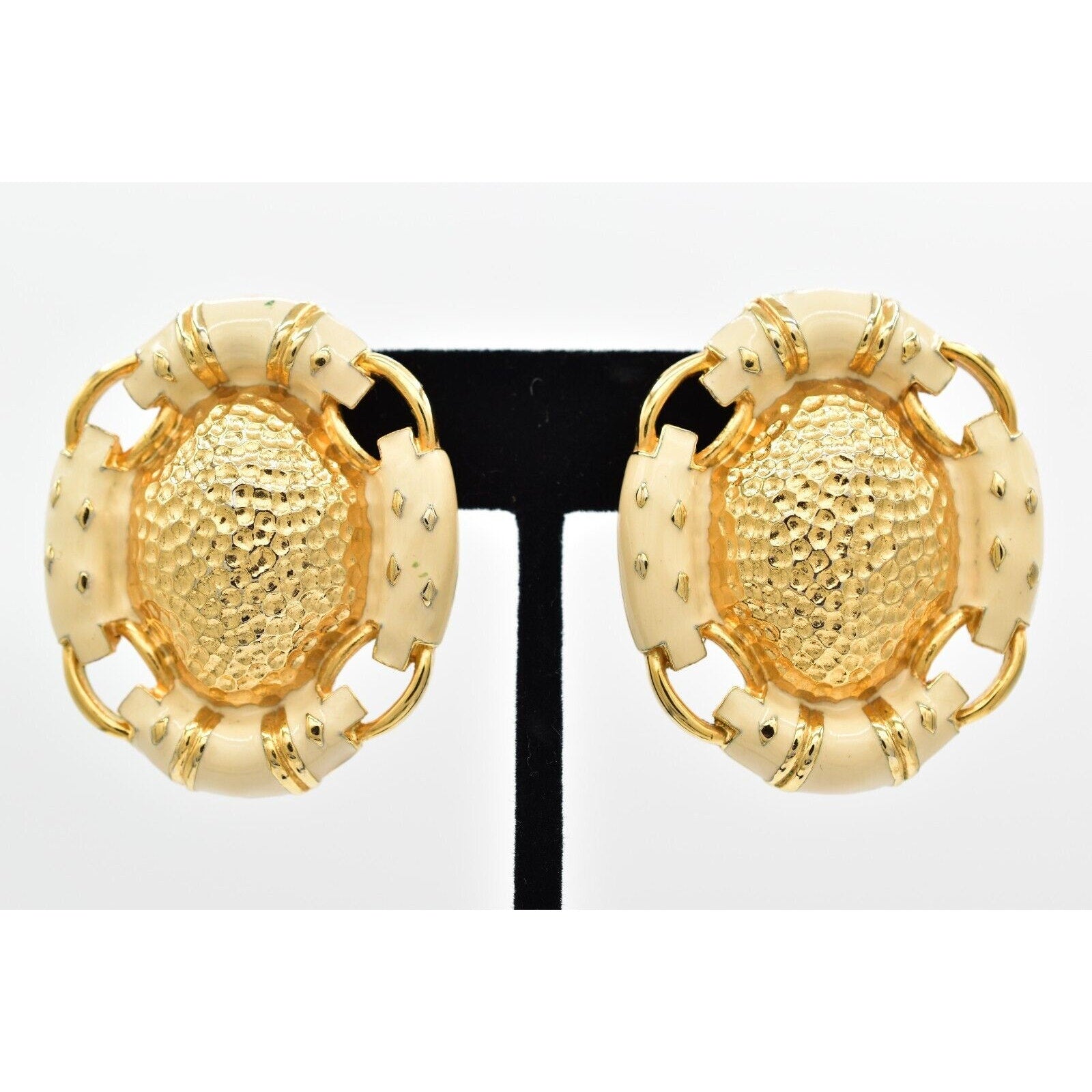 Chunky Cream Enamel Earrings