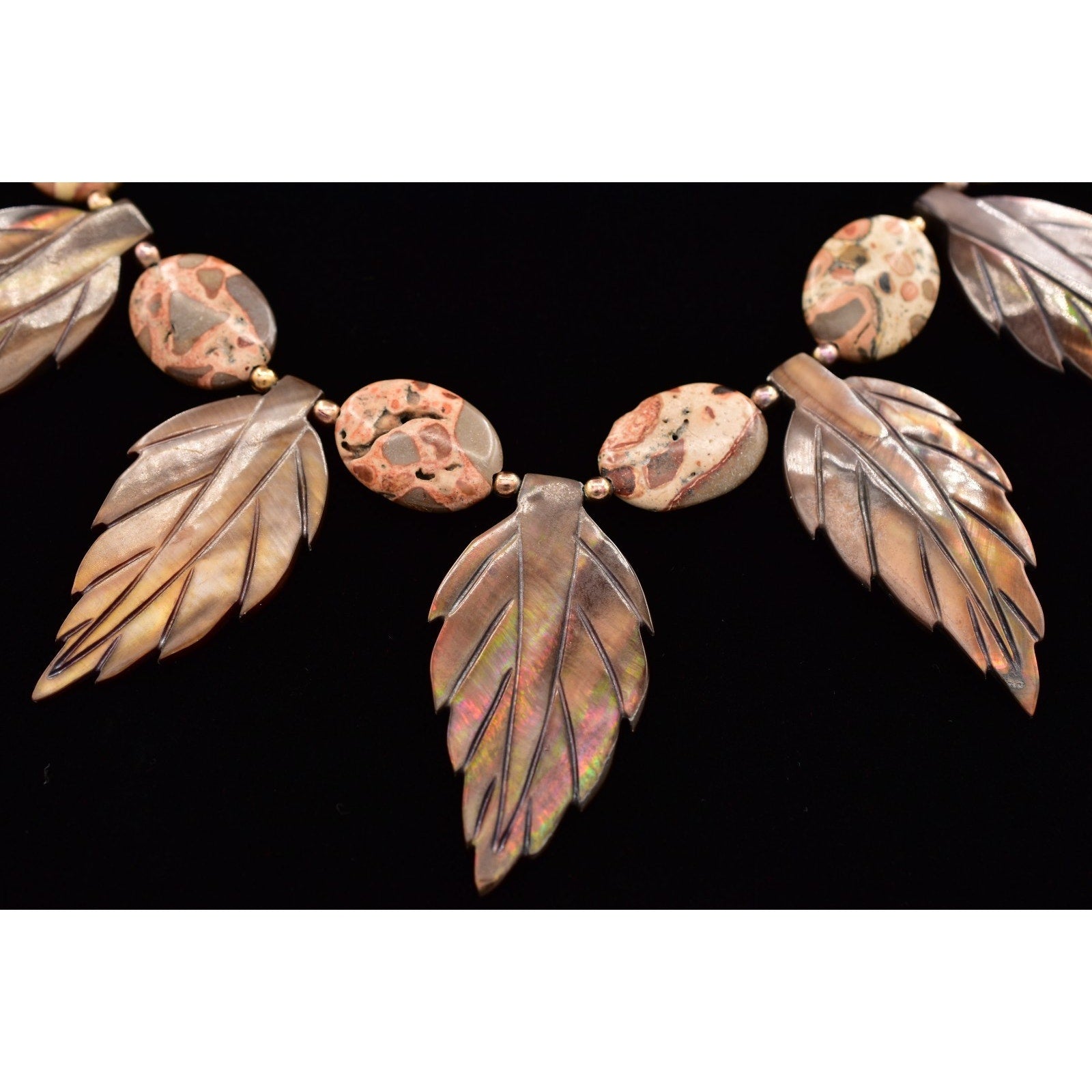 Vintage Abalone Shell Leaf Necklace