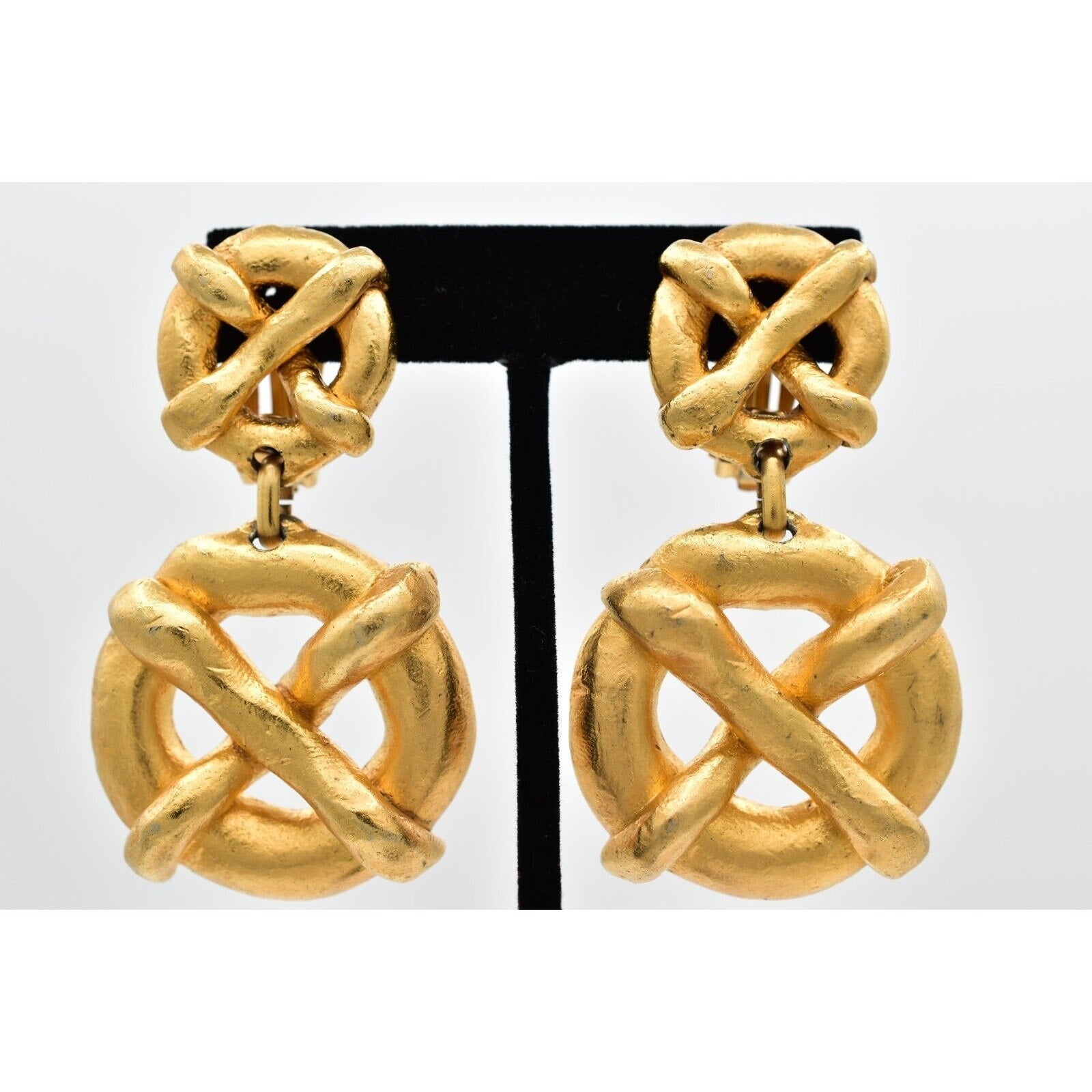 Vintage Chunky Heavy Etruscan Earrings