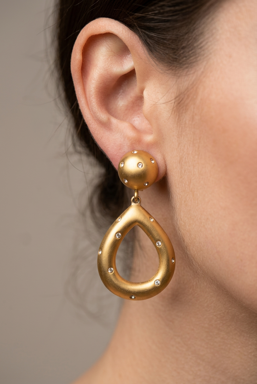 Givenchy Vintage Teardrop Crystal Clip On Statement Earrings