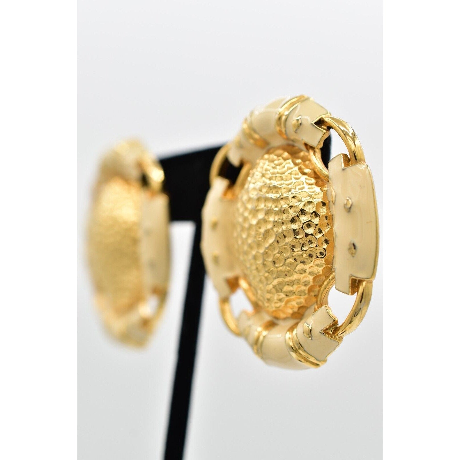 Chunky Cream Enamel Earrings