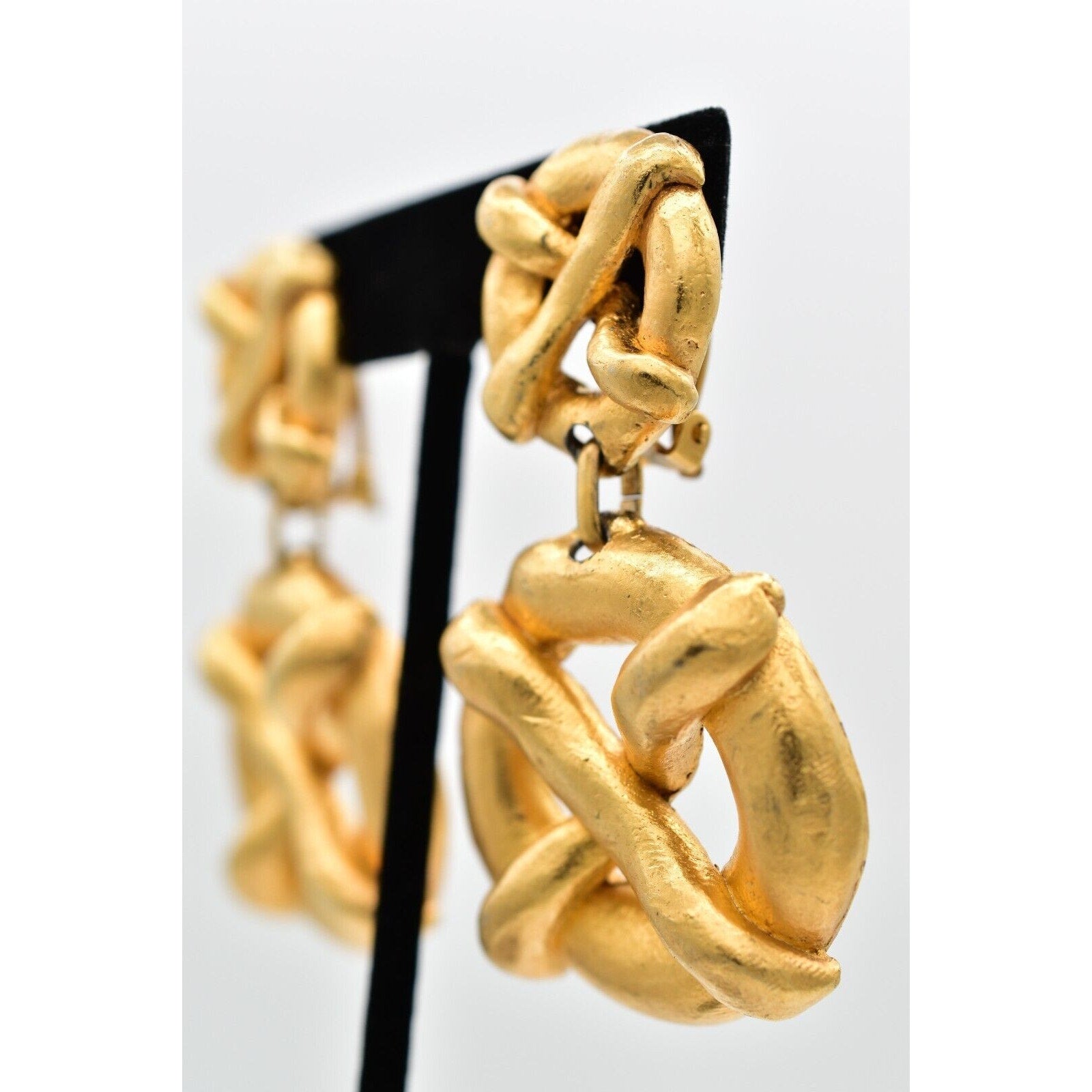 Vintage Chunky Heavy Etruscan Earrings