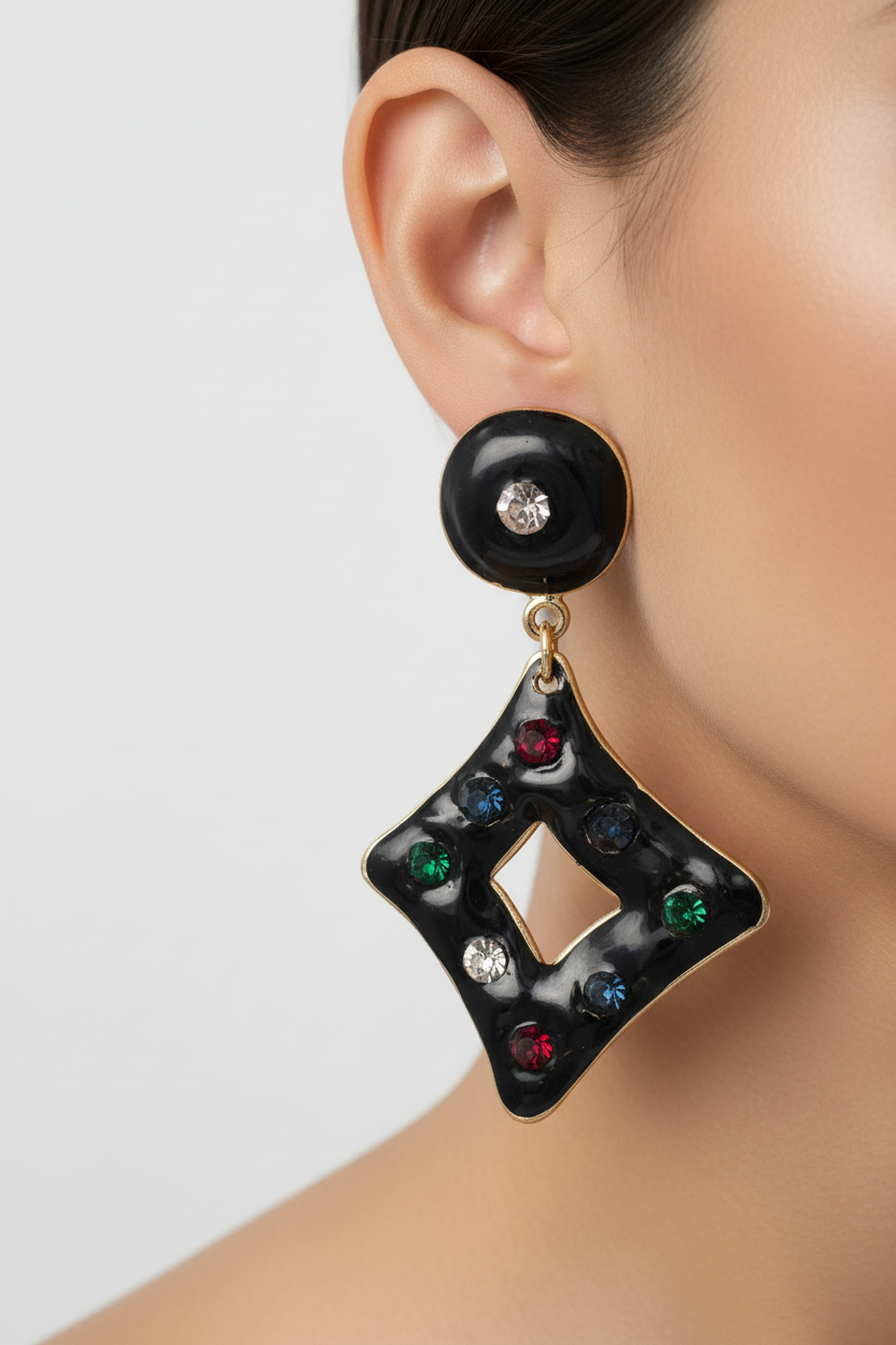 Bold & Chunky Black Enamel Earrings