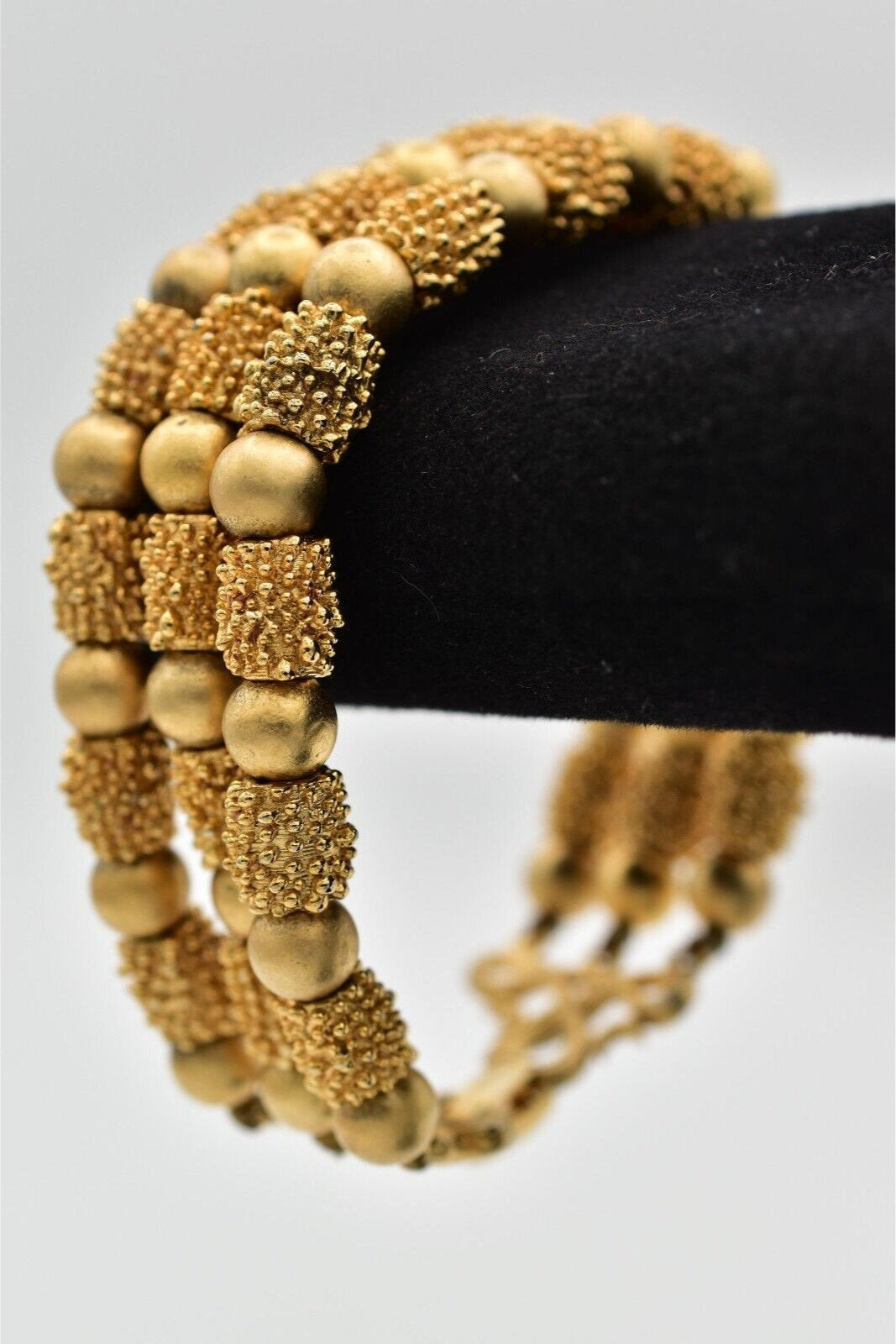 Crown Trifari Vintage Gold Beaded Bracelet
