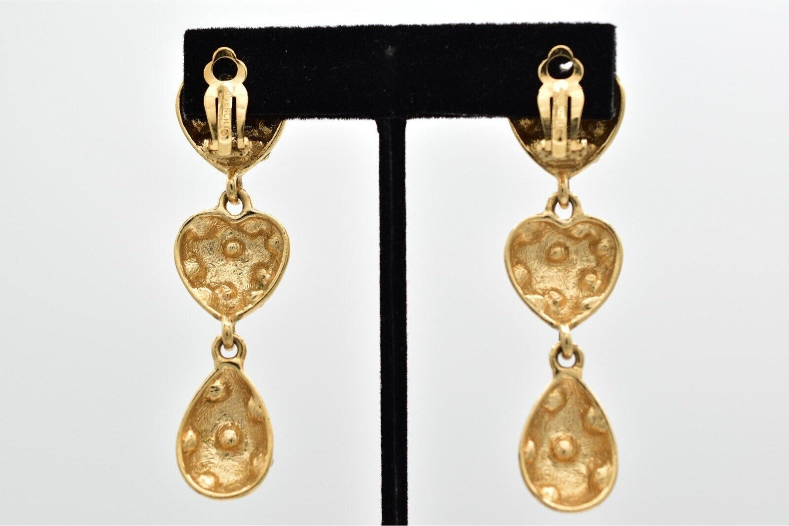 Vintage Givenchy Heart Clip On Earrings Back View