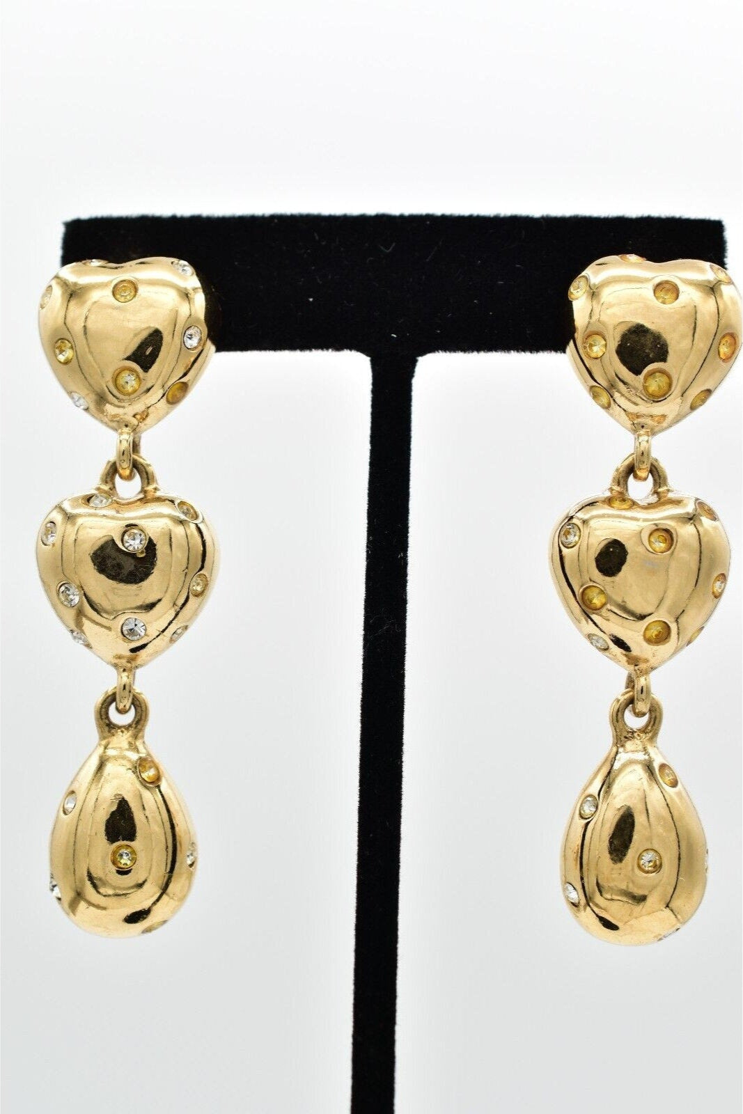 Vintage Givenchy Heart Clip On Earrings Dangling