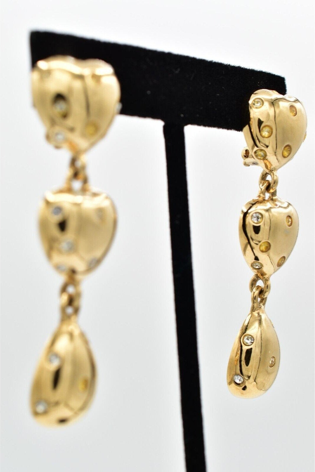Vintage Givenchy Heart Clip On Earrings Bokeh View