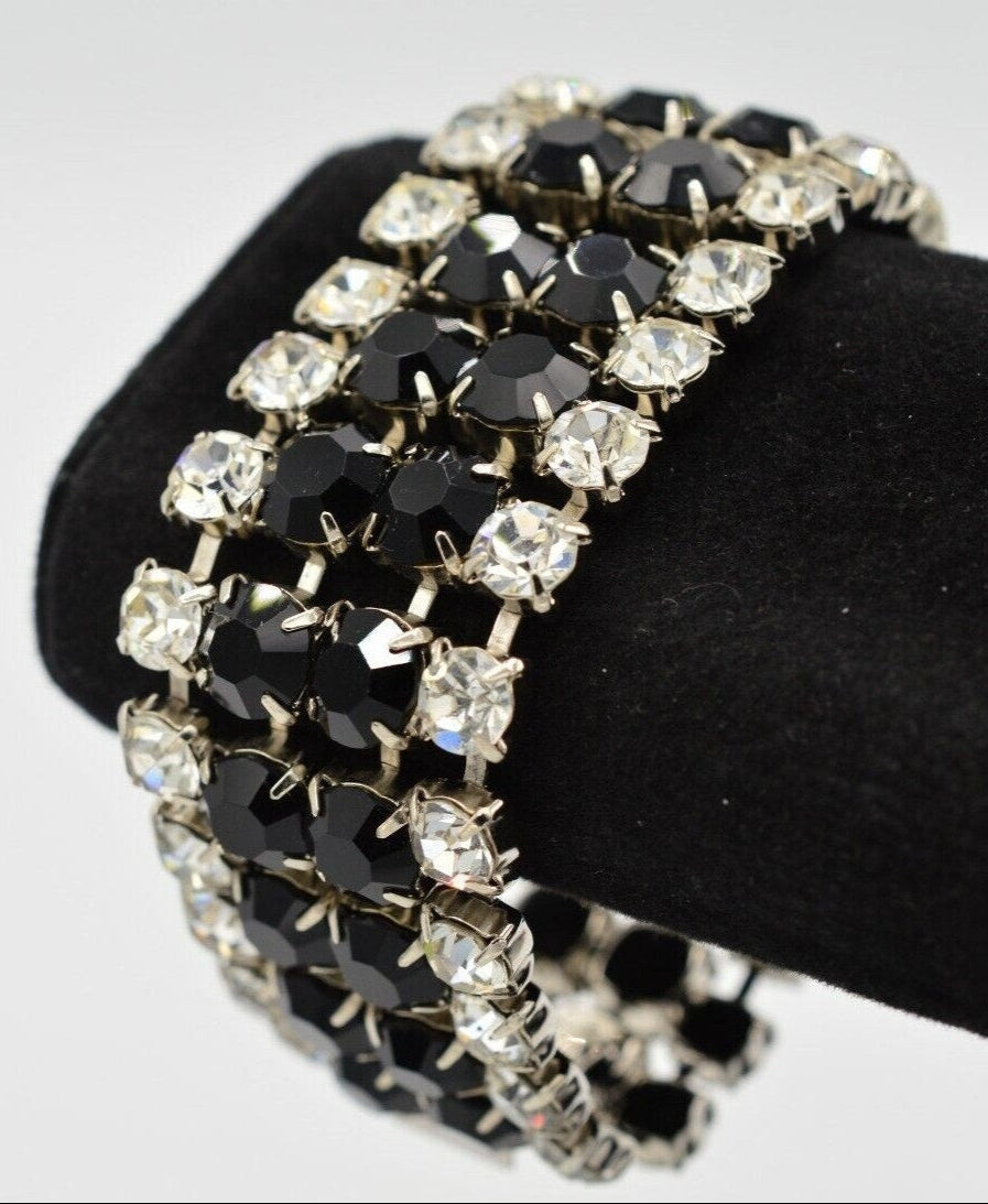 Vintage Black and White Crystal Bracelet Angle