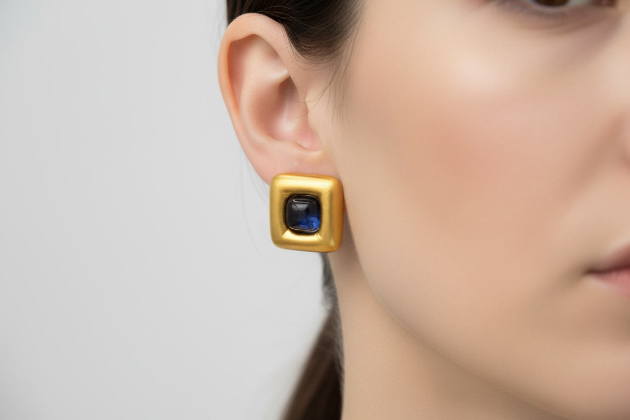 Givenchy Blue Cabochon Earrings