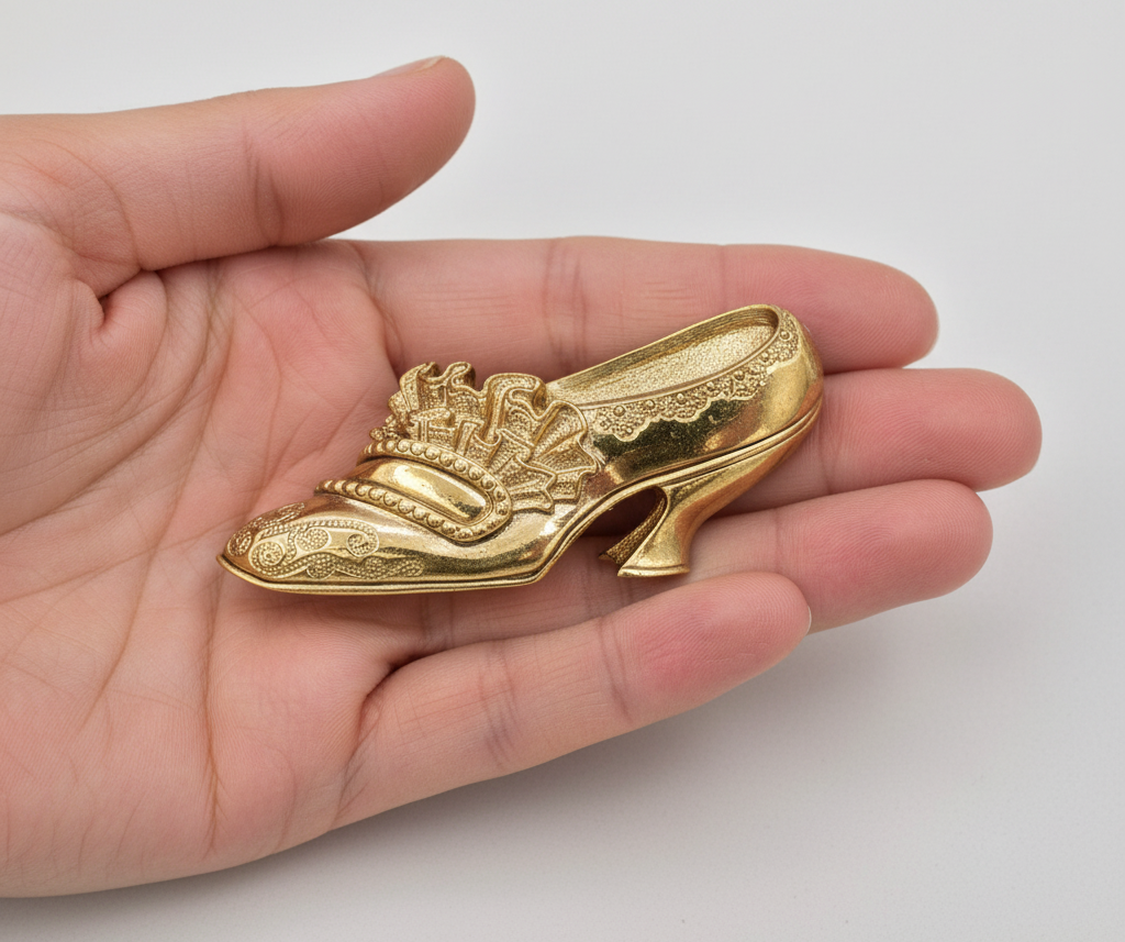 1928 Jewelry Vintage Gold Victorian Shoe High Heel Brooch